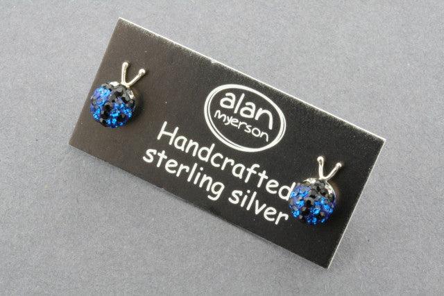Blue Crystal Ladybug Stud Earrings - Elegant & Dainty Jewelry for Women, Perfect for Parties, Weddings & Everyday Wear