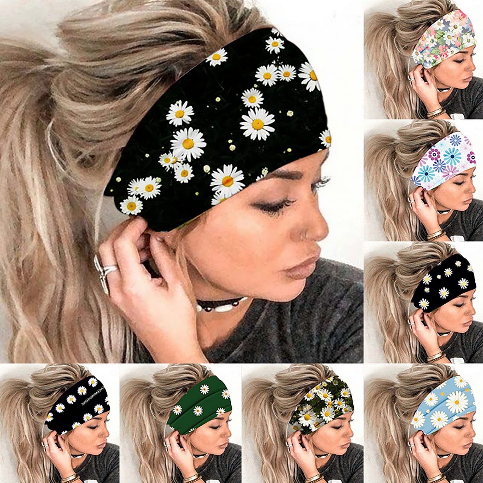 Boho Headbands for Women - Wide Stretch Yoga Headbands, Non-Slip Workout Hair Accessories for Running, Gym, Tennis & Everyday Wear