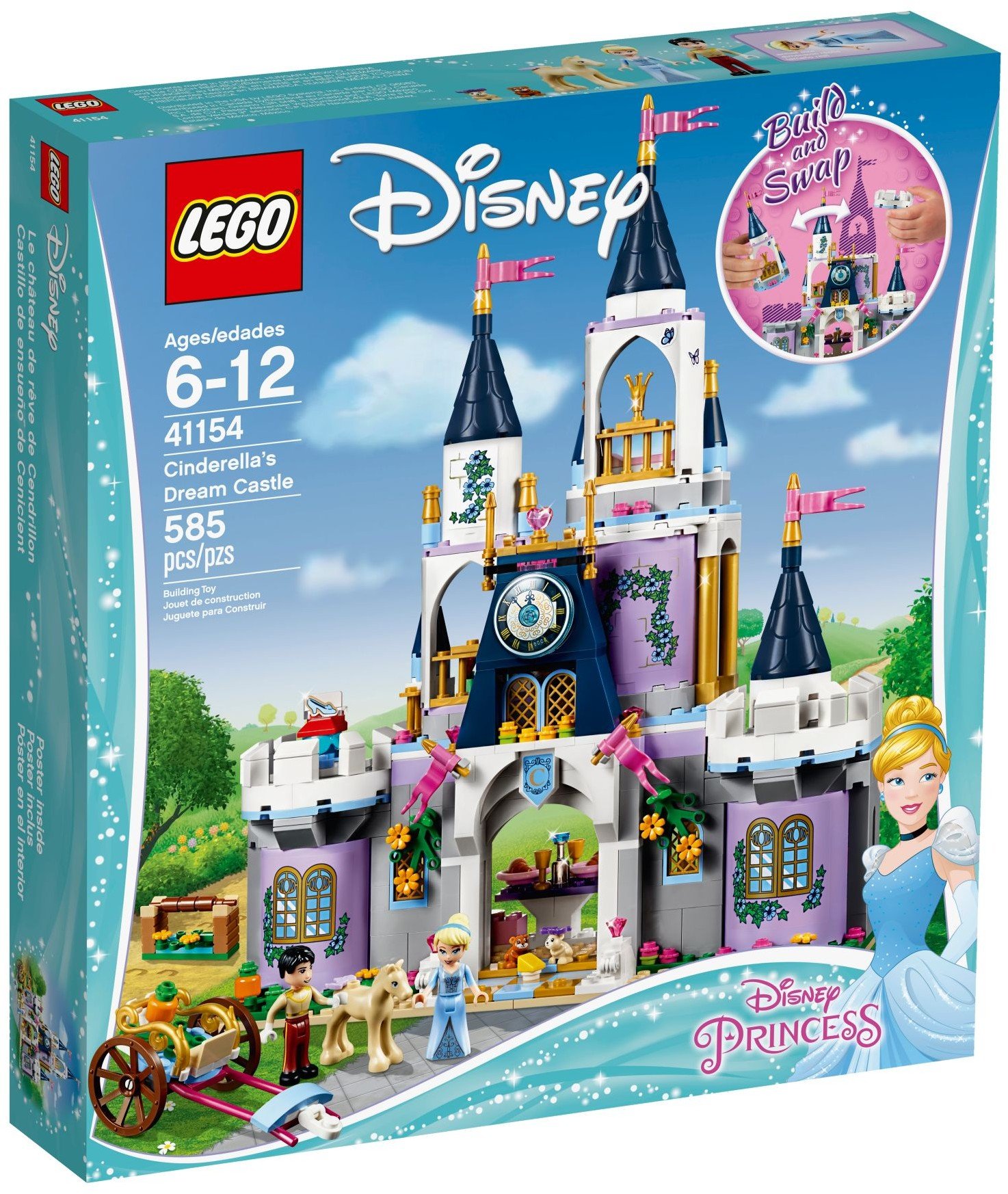 LEGO Disney Princess Cinderella's Dream Castle Building Set 41154 - 585-Piece Creative Construction Toy for Kids | Perfect for Birthday Gifts & Disney Princess Playtime