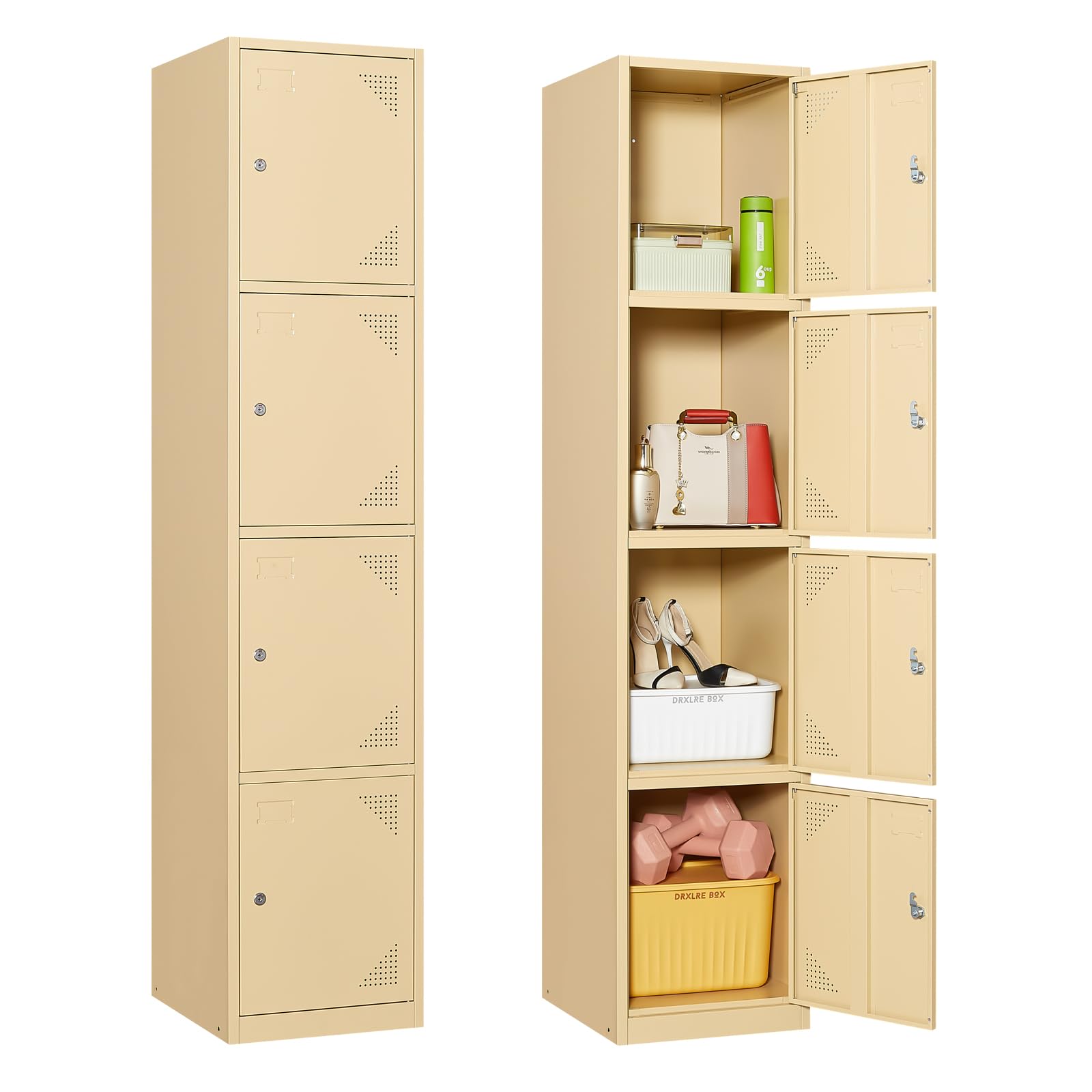 Steel Storage Locker with Lock - Heavy Duty Metal Locker Cabinet for Home, Gym, School & Office - Secure Employee & Personal Belongings Storage - Perfect for Lockers, Changing Rooms & Storage Areas