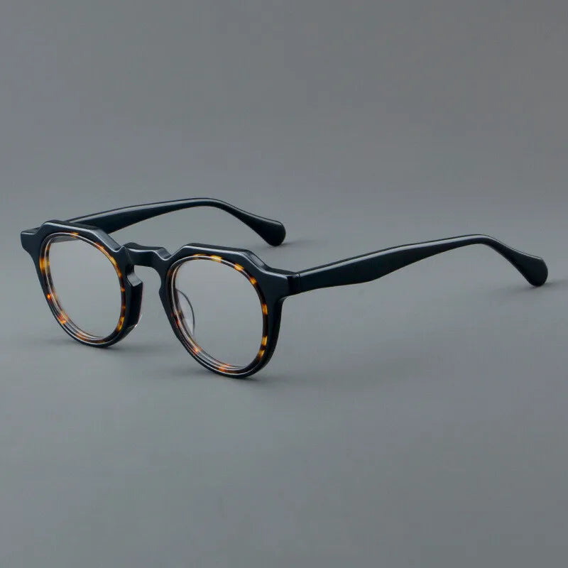 CCspace Unisex Full Rim Flat Top Round Acetate Eyeglasses Frame 301249 - Stylish & Durable for Work, Reading, and Fashion Accessories
