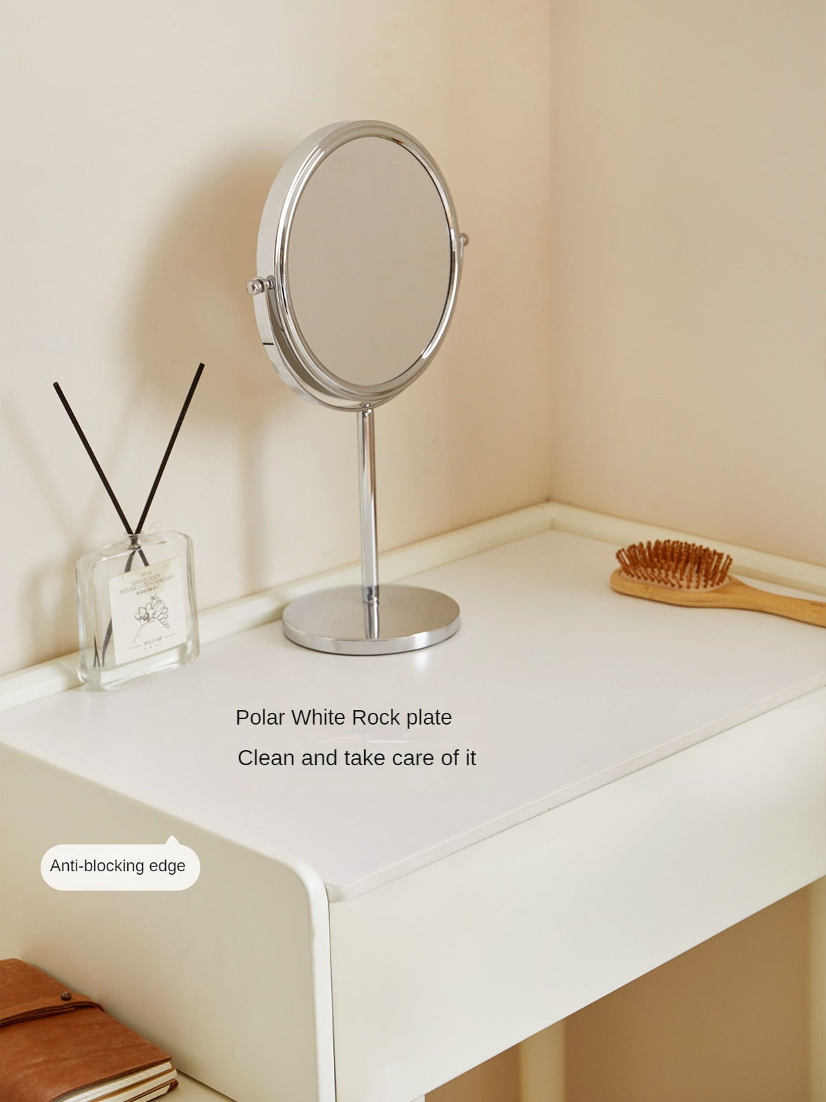 Pine Solid Wood Vanity Table with Mirror - Cream Shabby Chic Style for Bedroom & Dressing Room Makeup Organization