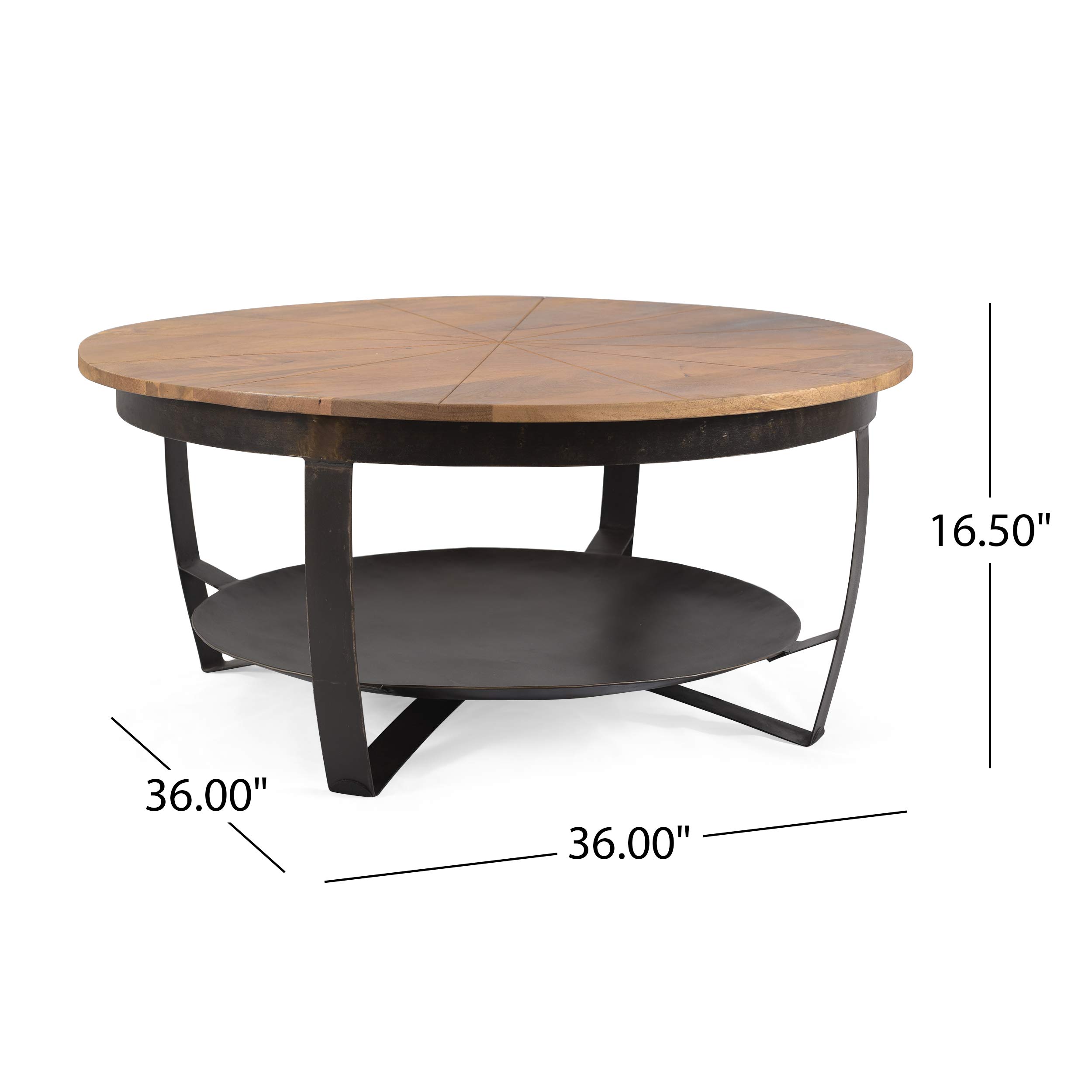 Christopher Knight Home Meroy Coffee Table - Natural & Black Finish - Modern Living Room Furniture for Small Spaces & Apartments