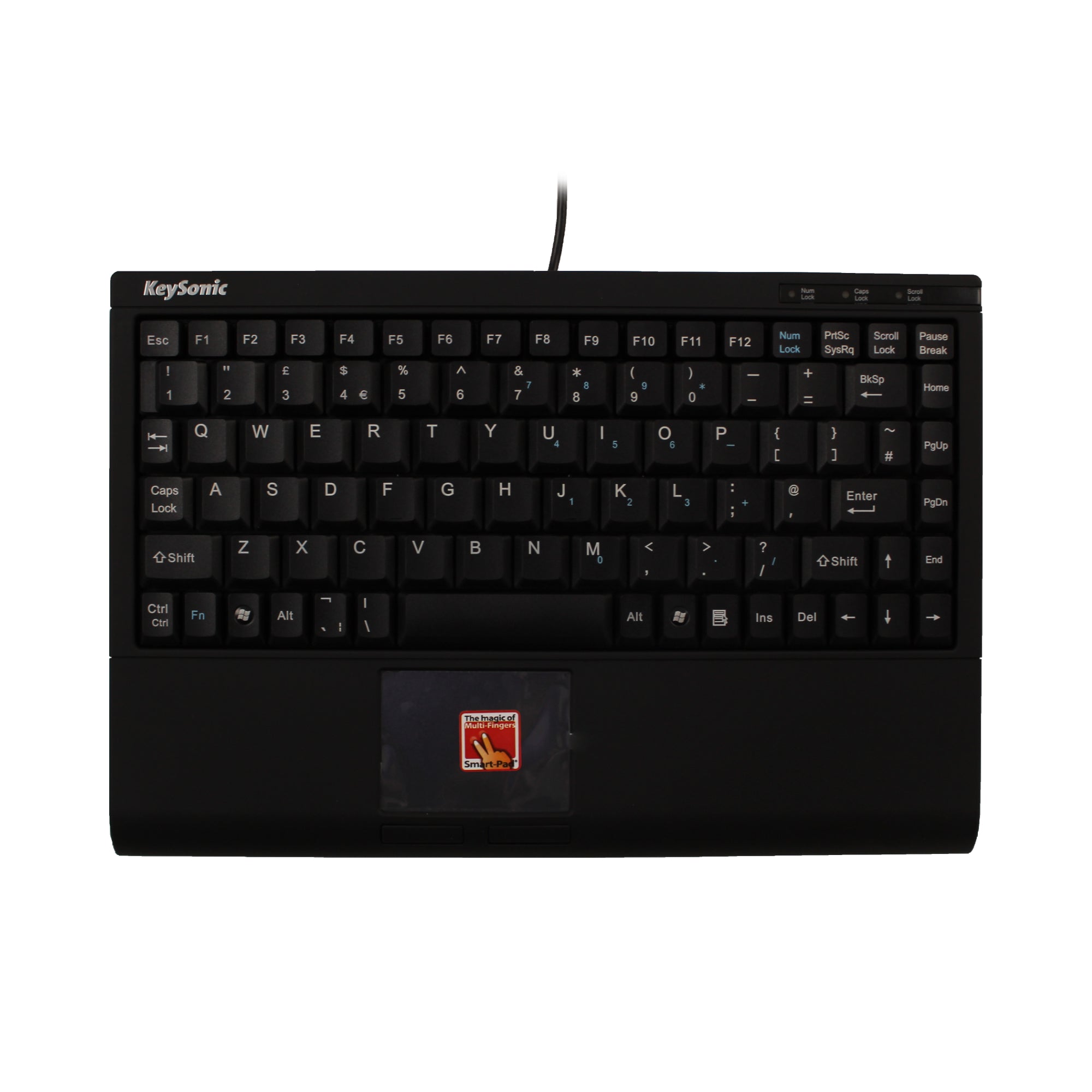 Keysonic ACK 540U+ Wired Keyboard with Integrated Touchpad - Compact USB Keyboard for PC, Laptop, Office & Home Use - Ergonomic Design for Comfortable Typing & Easy Navigation