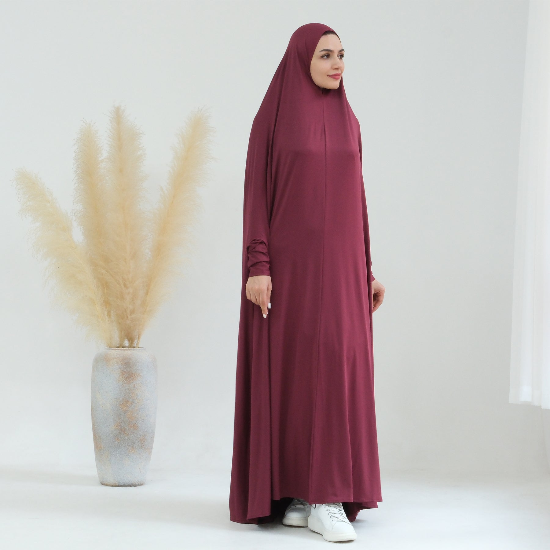 Awra Cape Hijab Combo - Wine Red Modest Muslim Scarf & Shawl Set for Women - Perfect for Prayer, Work, and Special Occasions