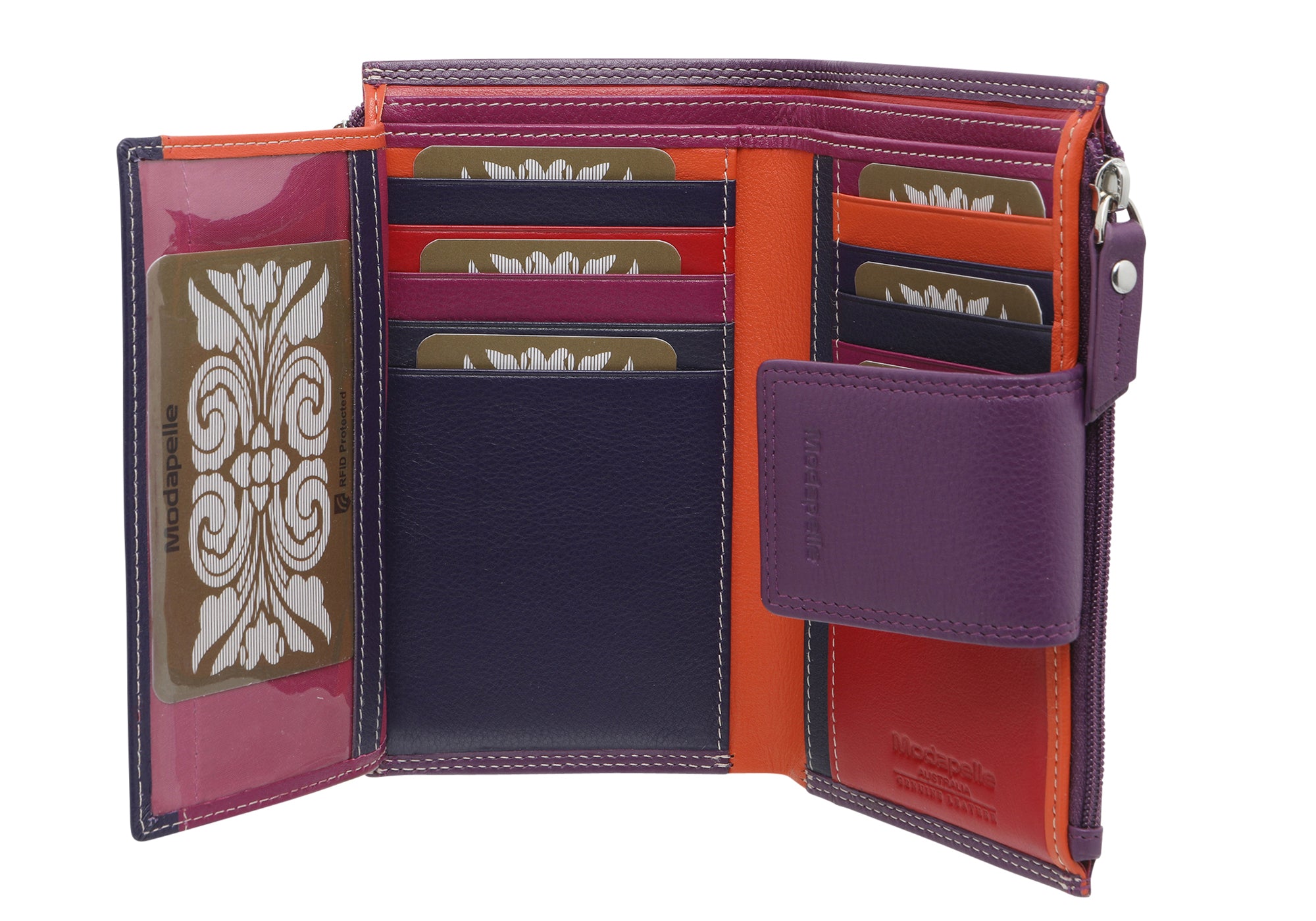 Modapelle Women's Genuine Leather Wallet 7275 - Slim RFID Blocking Bifold Wallet for Everyday Use & Travel