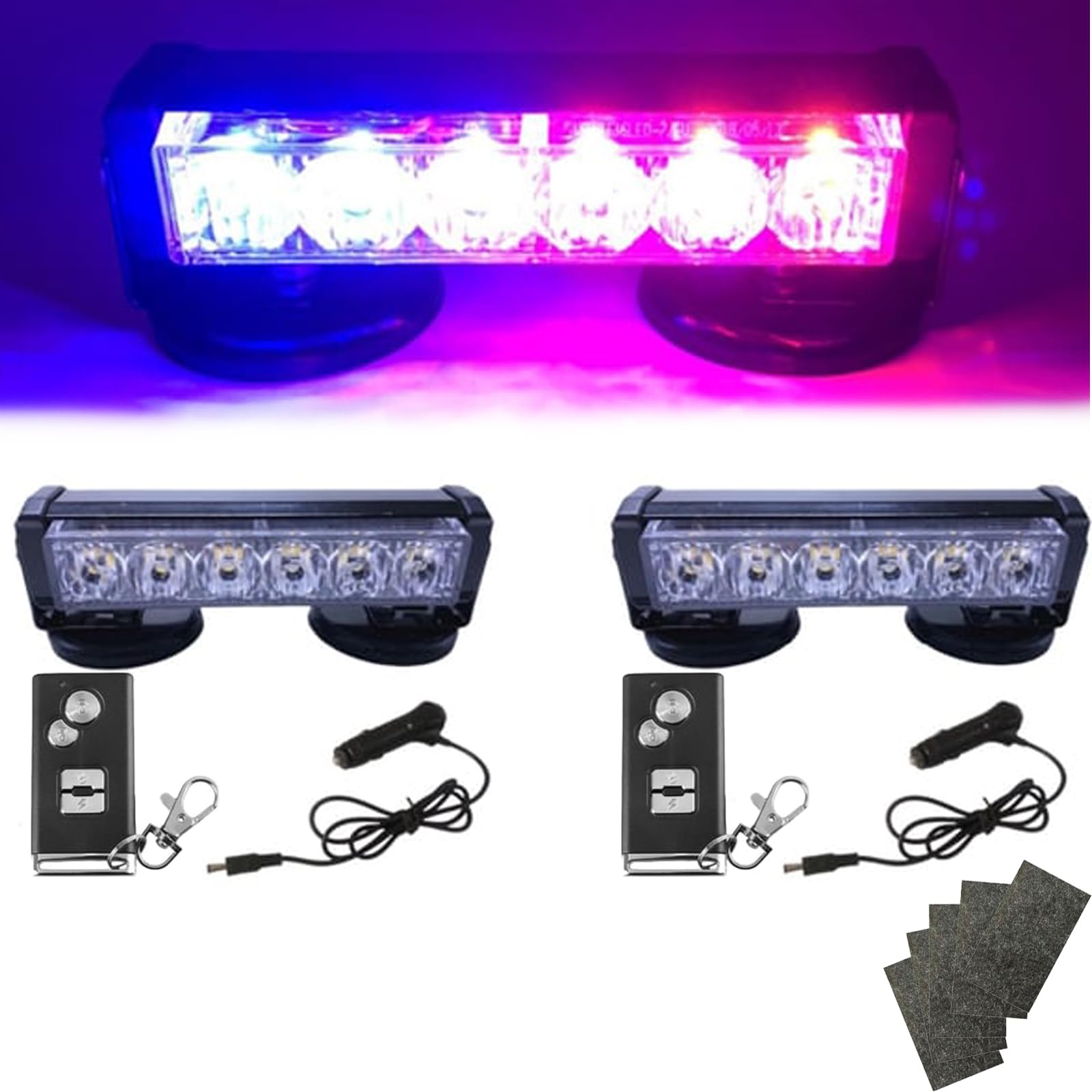 Car Strong Magnetic Flashlight with Remote Control - LED Magnetic Light Bar for Emergency Warning, Strobe & Safety (2 Pack, Red & Blue) - Perfect for Roadside Emergencies, Off-Road Adventures & Vehicle Breakdowns