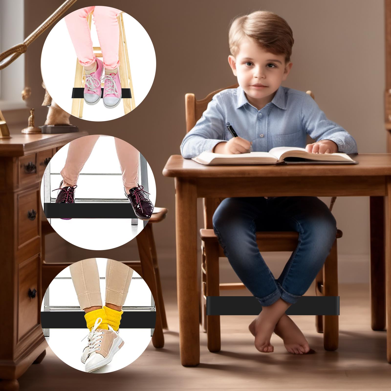 PLULON 15 Pack Chair Bands for Kids - Stretchable Fidget Bands for Classroom Chairs & Desks, Sensory Tool for ADHD, ADD, Autism - Black - Improve Focus & Reduce Anxiety in School & Home Learning