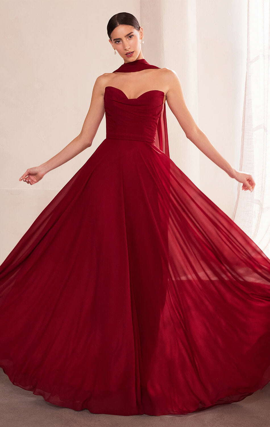 Ella Gown - A-Line Strapless Chiffon Wedding Dress for Brides | Perfect for Beach Weddings, Evening Galas & Formal Events