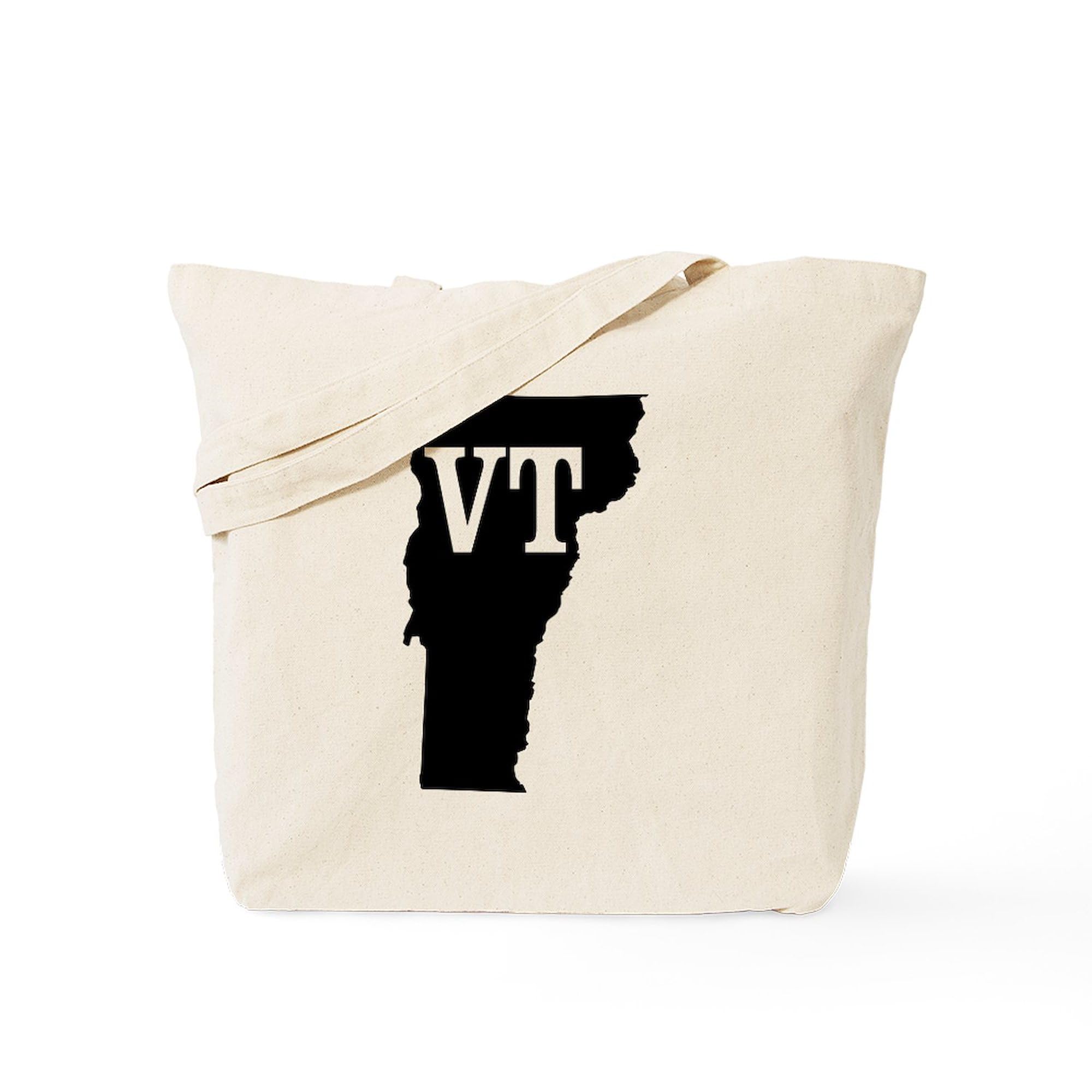 Vermont Initials Natural Canvas Tote Bag - Reusable Eco-Friendly Shopping Bag for Groceries, Beach & Daily Use | Personalized State-Themed Gift