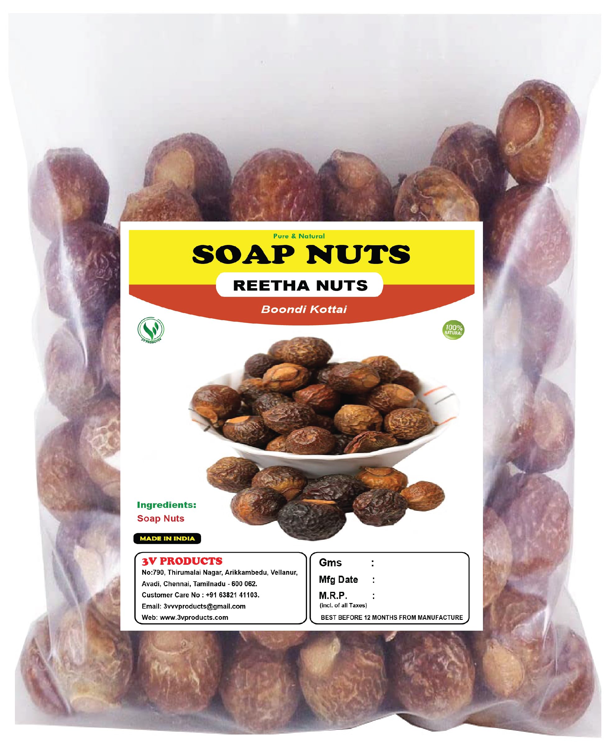 Organic Soap Nuts (Sapindus Mukorossi) - 75g Natural Hair & Skin Care Solution for Hair Growth, Washing & Moisturizing | Eco-Friendly Reetha Nuts for Shampoo, Body Wash & Laundry | Perfect for Zero-Waste Lifestyle & Sensitive Skin