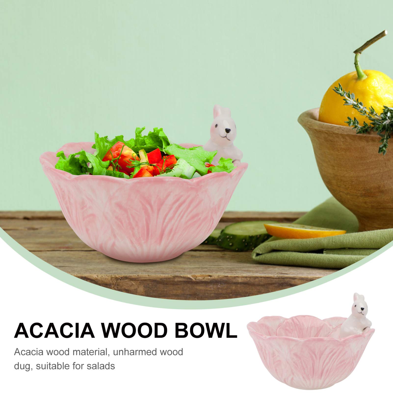 Easter Bunny Candy Bowl Ceramic - Cabbage Shaped Dessert Dish for Easter Decor & Snacks (Pink)