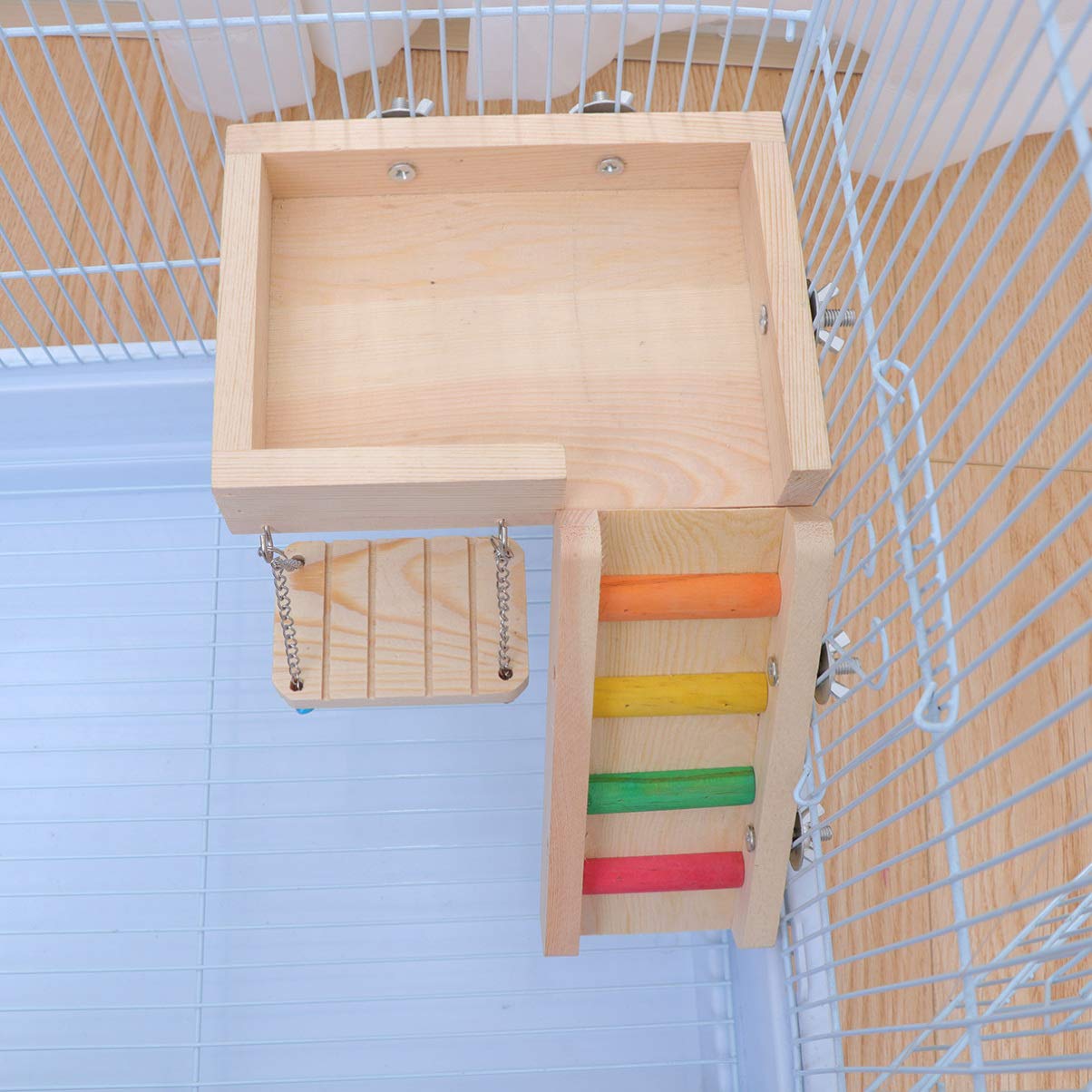 POPETPOP Parrot Chewing Toy Set - Bird Swing, Ladder & Chew Toys for Parakeets, Cockatiels, Conures | Durable Pet Bird Accessories for Cage Play, Exercise & Mental Stimulation
