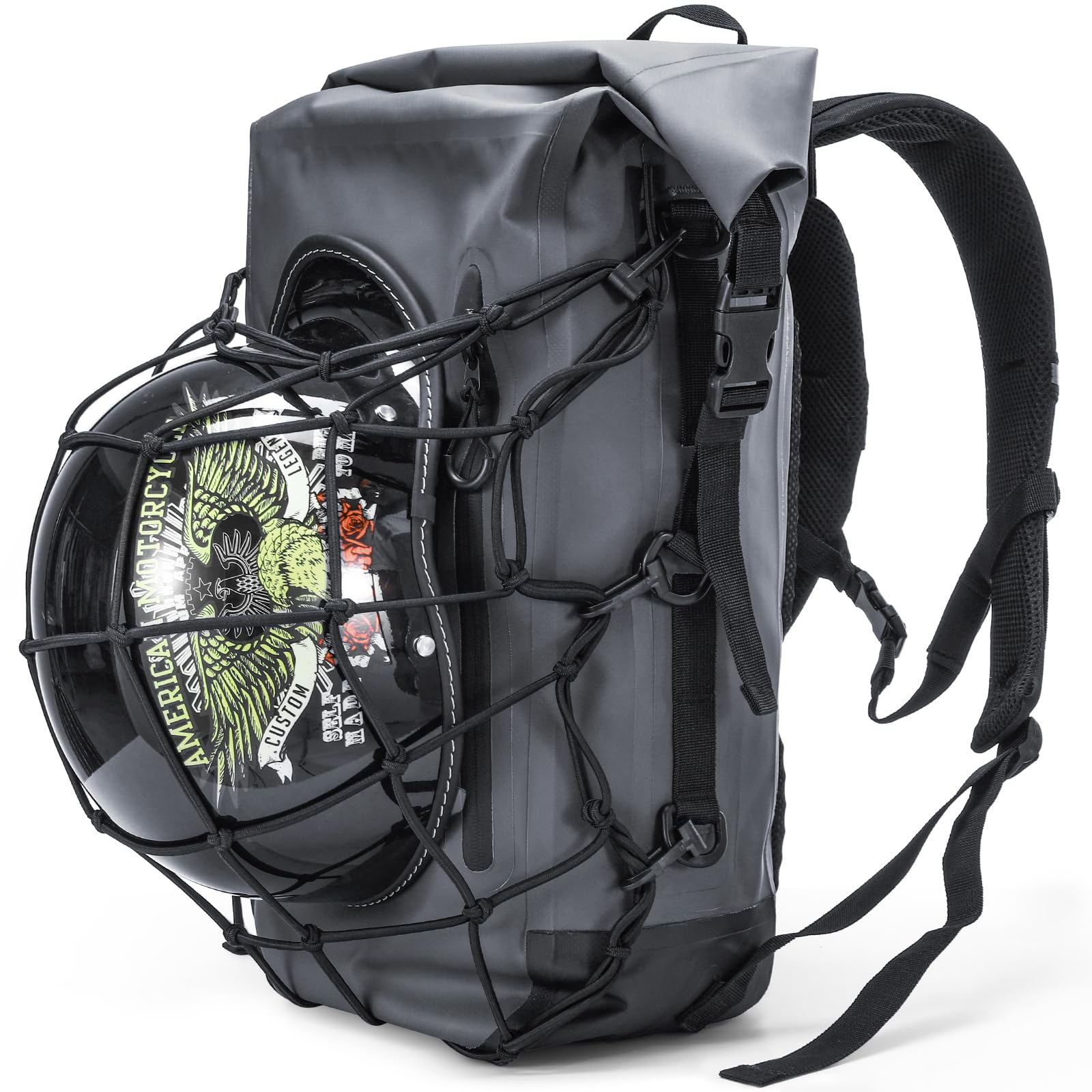 Waterproof 30L Motorcycle Backpack for Men - Large Capacity Travel & Laptop Rucksack with Helmet Strap - Ideal for Commuting, Road Trips & Adventure Riding