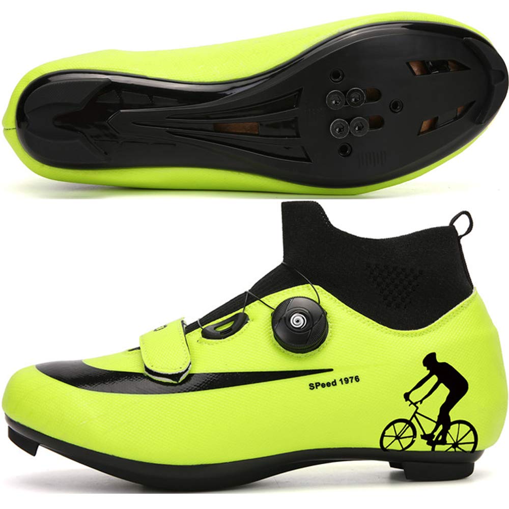 **WYUKN Men's Road Cycling Shoes - Lightweight Unisex Bike Shoes for Commuting & Sports - Non-Slip, Comfortable for Running & Casual Use - Green (Size 39EU/6UK/7US) - Perfect for Urban Commuting, Fitness Training & Outdoor Adventures**