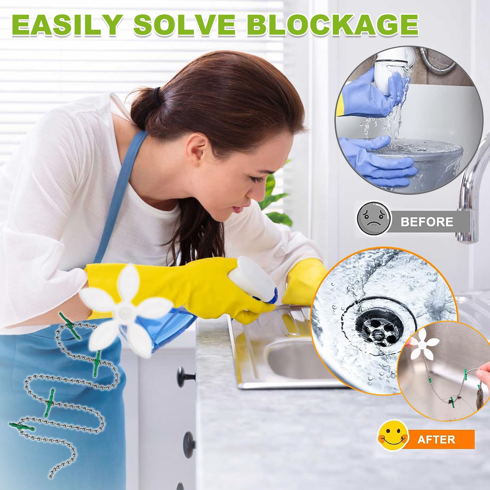 JALCH 10-Pack Flower-Shaped Shower Drain Protectors – Stainless Steel Sink & Bathtub Hair Catcher with Chain Hook – Bathroom Drain Strainer & Kitchen Sink Hair Snare – Perfect for Showers, Tubs, and Sinks to Prevent Clogged Drains