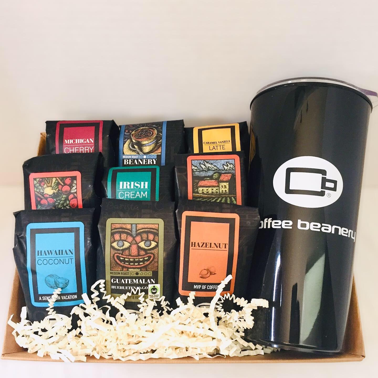 Premium Decaf Coffee Gift Basket with Ceramic Mug - 9 Gourmet Single-Serve Coffee Samples | Perfect for Office Gifts, Housewarming Presents & Coffee Lovers