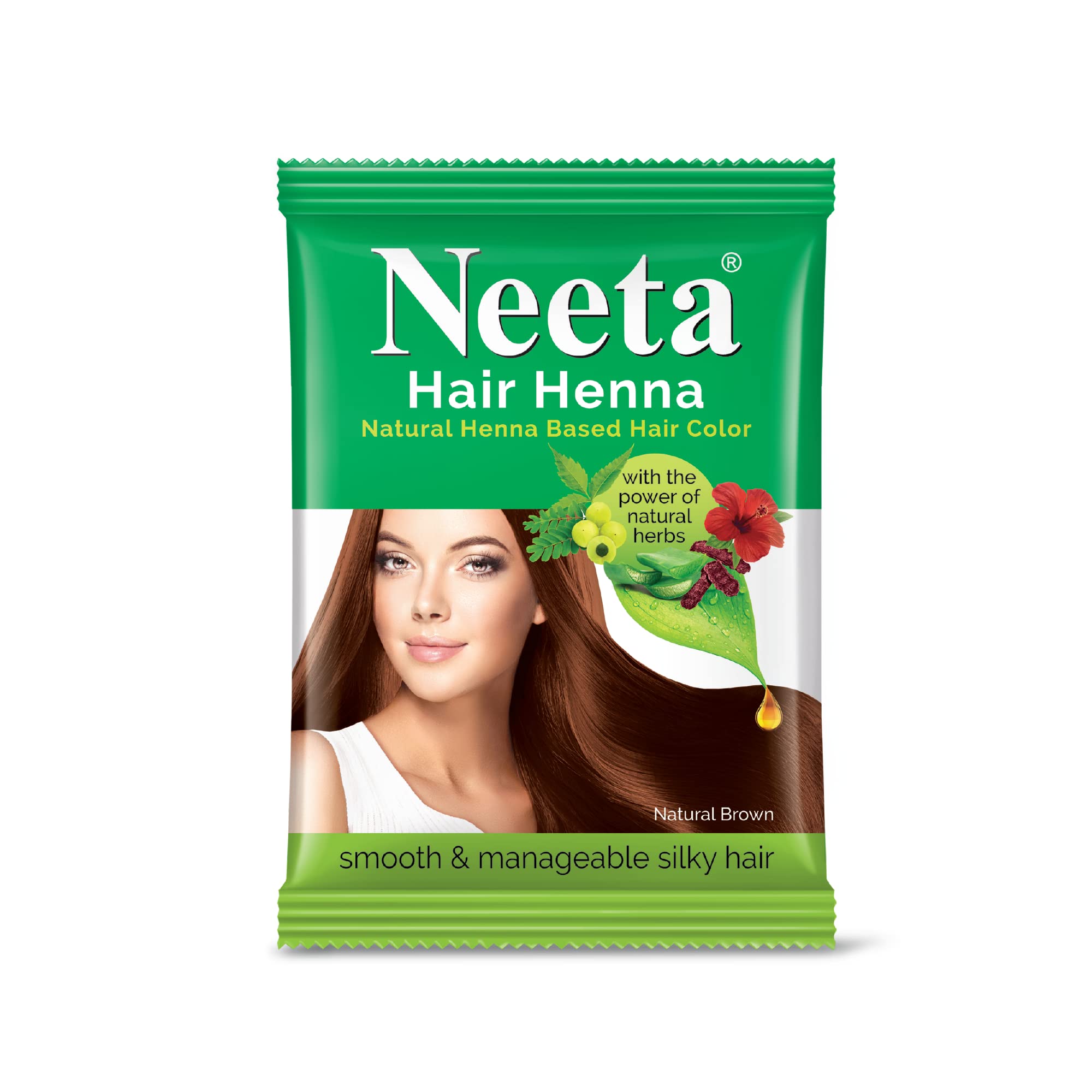 Natural Brown Henna Hair Color with 5 Herbs | Ammonia-Free Hair Dye for Women & Men | 25g Pack of 8 | Safe for Gray Coverage & Hair Conditioning | Perfect for Home Use & Professional Salons