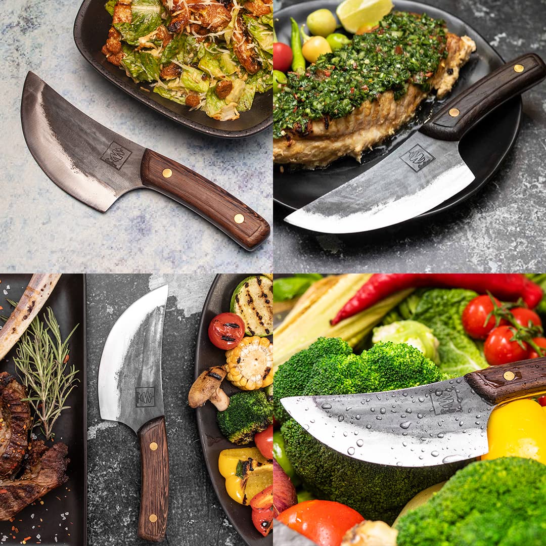 COOLINA Altomino Handmade Butcher Knife - 5.7-inch Manganese Steel Blade, Hand-Forged Chinese Cleaver for Meat Cutting, Deboning & Kitchen Prep | Perfect for Professional Chefs & Home Cooking
