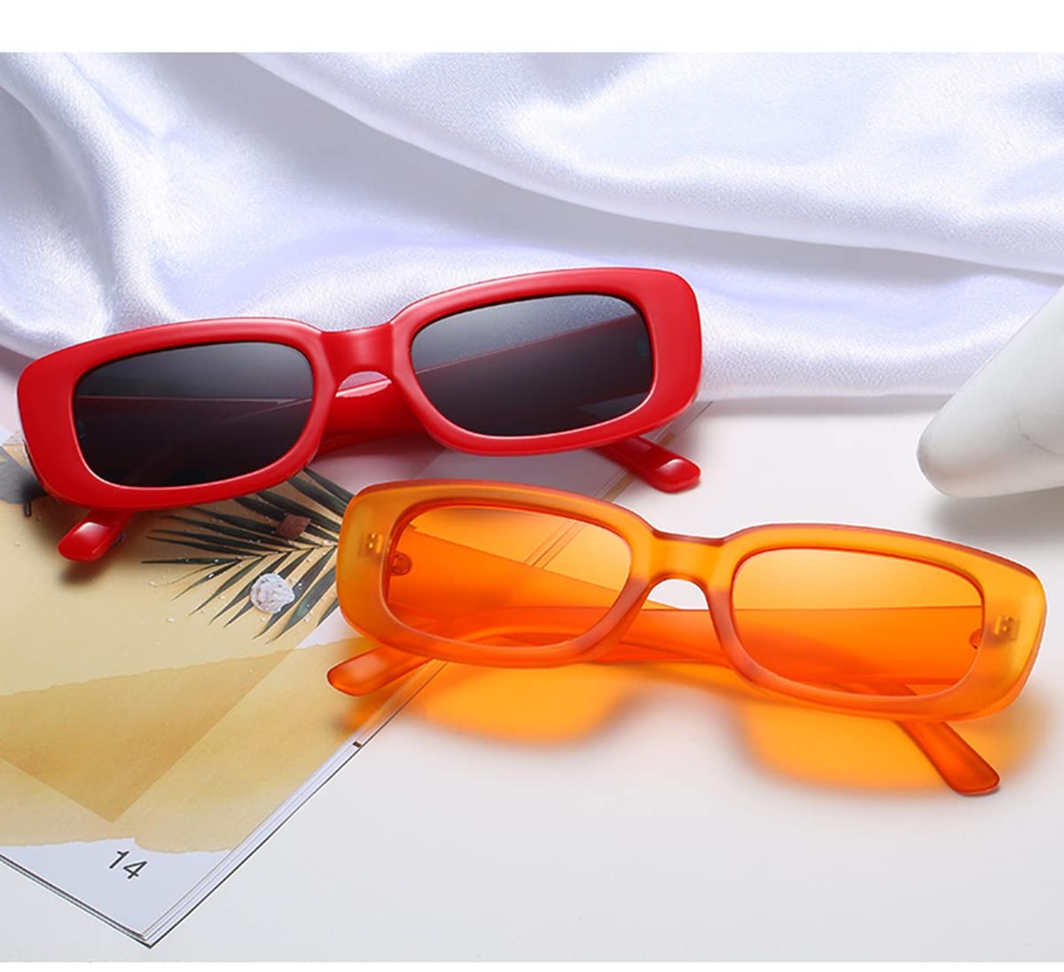 IKANOO Retro Rectangle Sunglasses for Women & Men - Small Square Frame Y2K 90s Vintage Style Black Sunglasses - Perfect for Beach, Driving, and Fashion Outfits