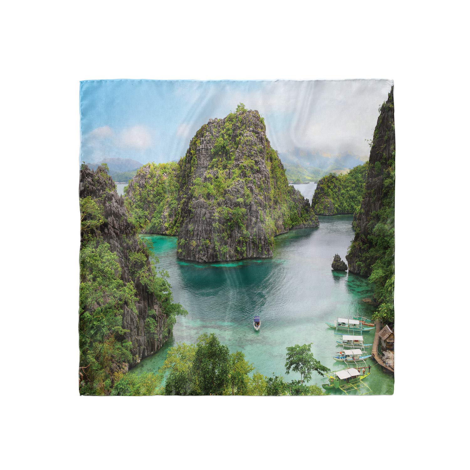 Ambesonne Landscape Headscarf - Philippines Cliff Design, Stylish Hijab Scarf for Women | Perfect for Daily Wear, Travel & Outdoor Activities