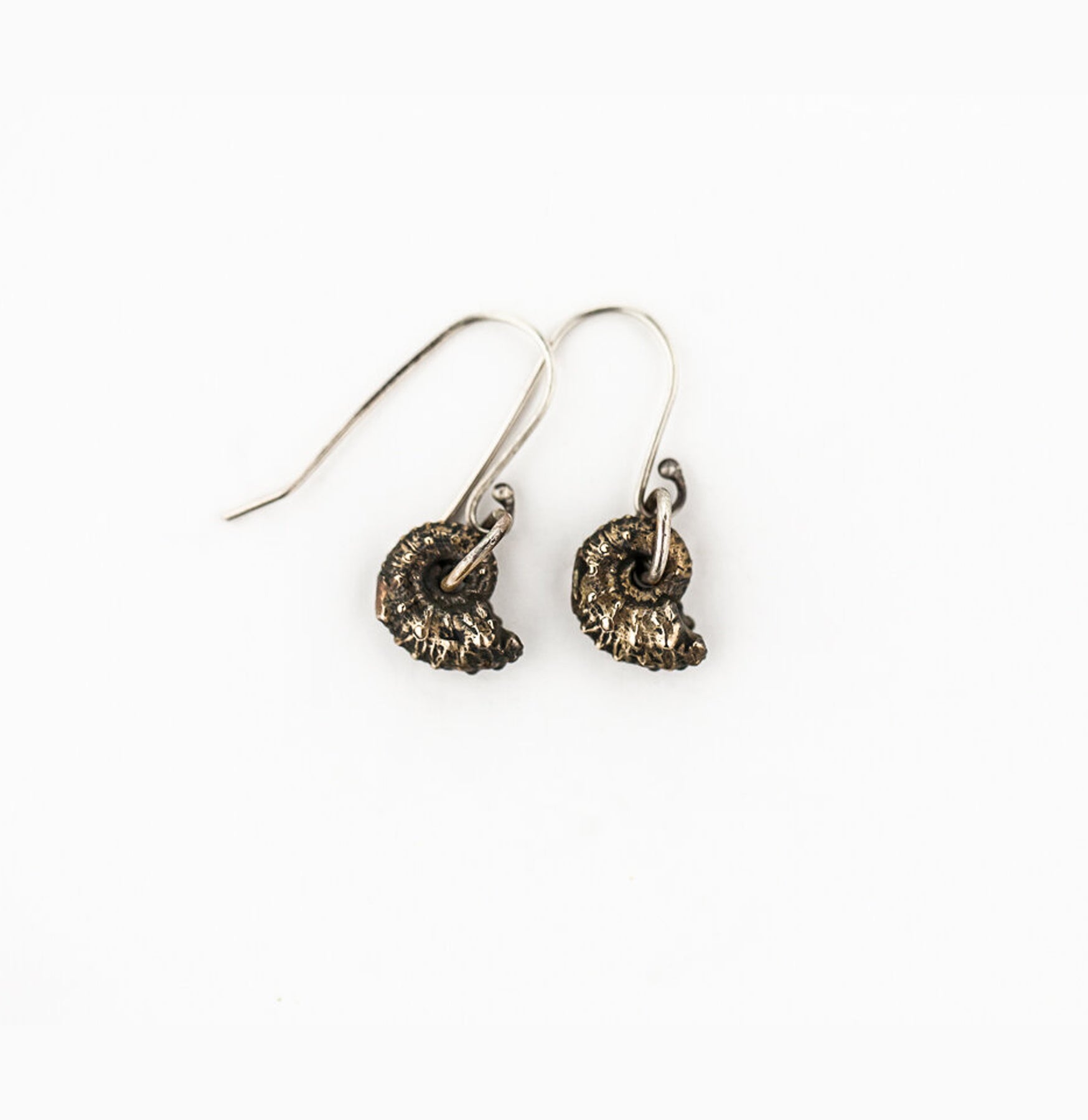 Ammonite Bronze Earrings for Women - Handmade Fossil Jewelry - Boho Chic Dangle Earrings - Perfect for Parties, Weddings & Everyday Wear