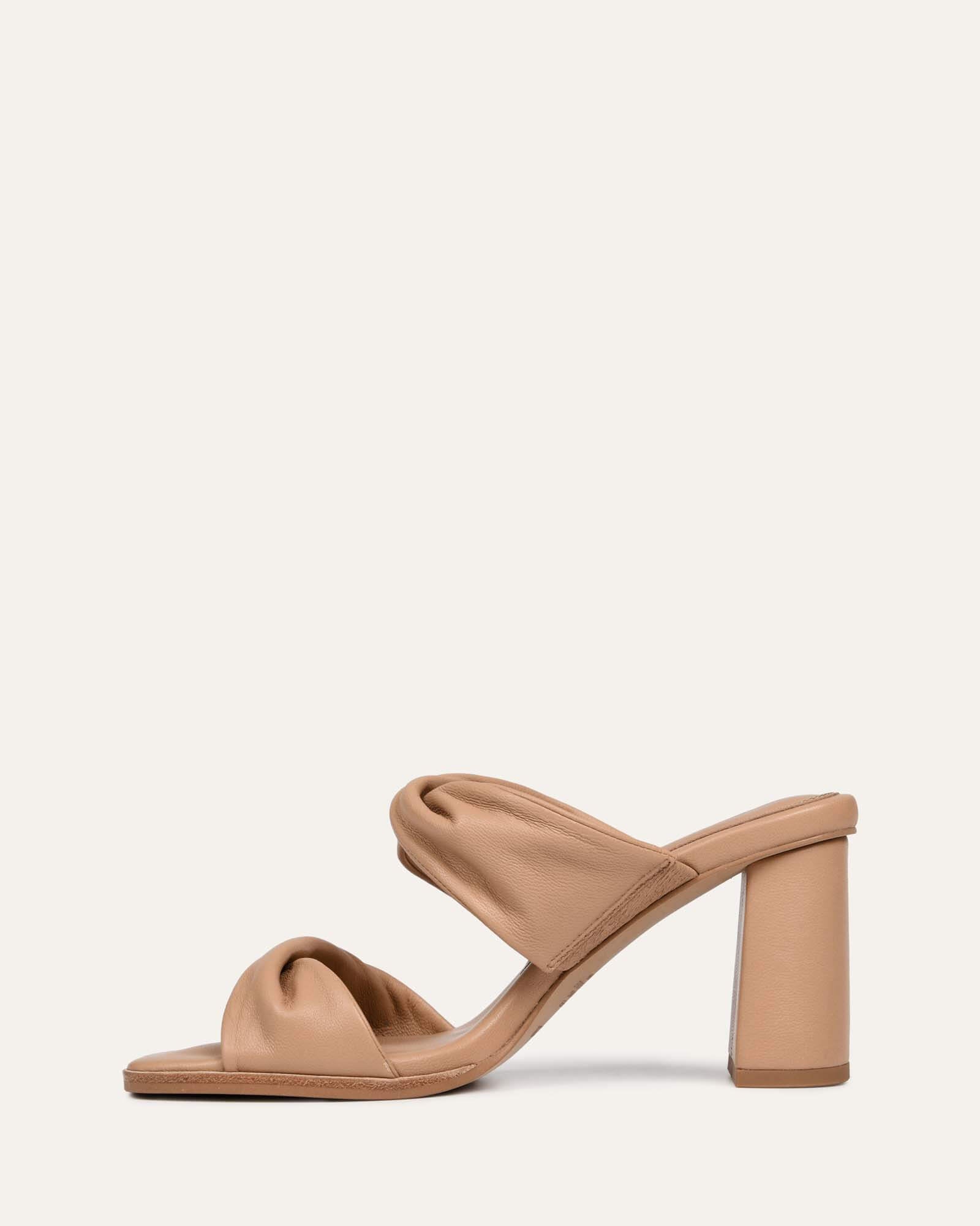 Caylie Women's Beige Leather High Heel Sandals - Comfortable Summer Dress Shoes for Weddings, Parties & Date Nights