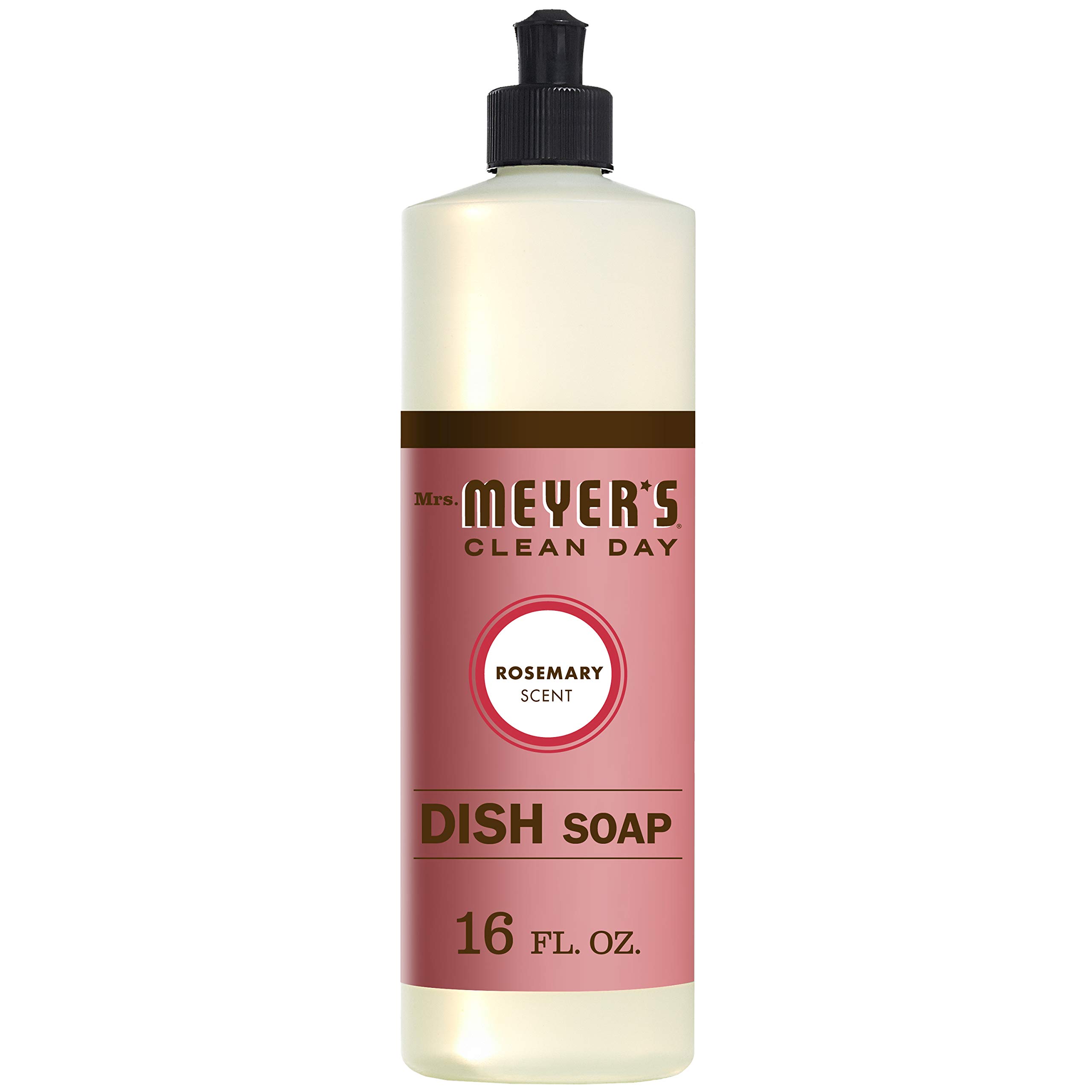 Mrs. Meyer's Clean Day Biodegradable Dish Soap - Rosemary Scent, 16 fl oz | Plant-Based Formula for Hand Washing Dishes, Grease Cutting & Gentle on Skin | Perfect for Kitchen, Camping & Eco-Friendly Homes