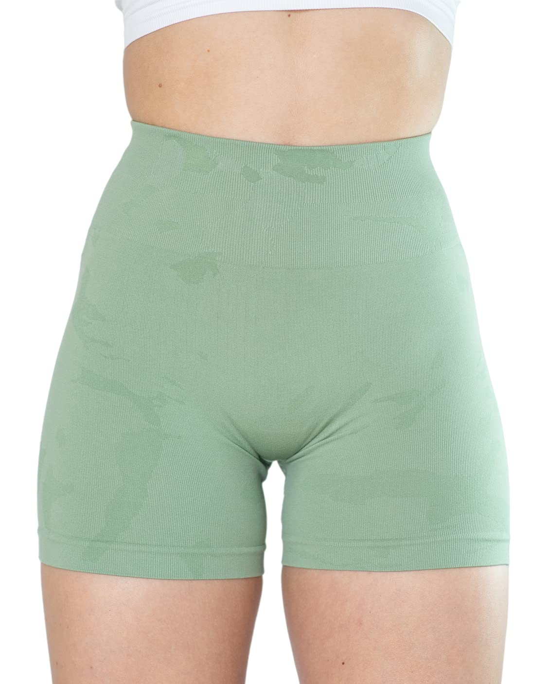 AUROLA CAMO Workout Shorts for Women - Seamless High Waisted Yoga Shorts with Subtle Logo & Scrunch Butt - Perfect for Gym, Running & Yoga