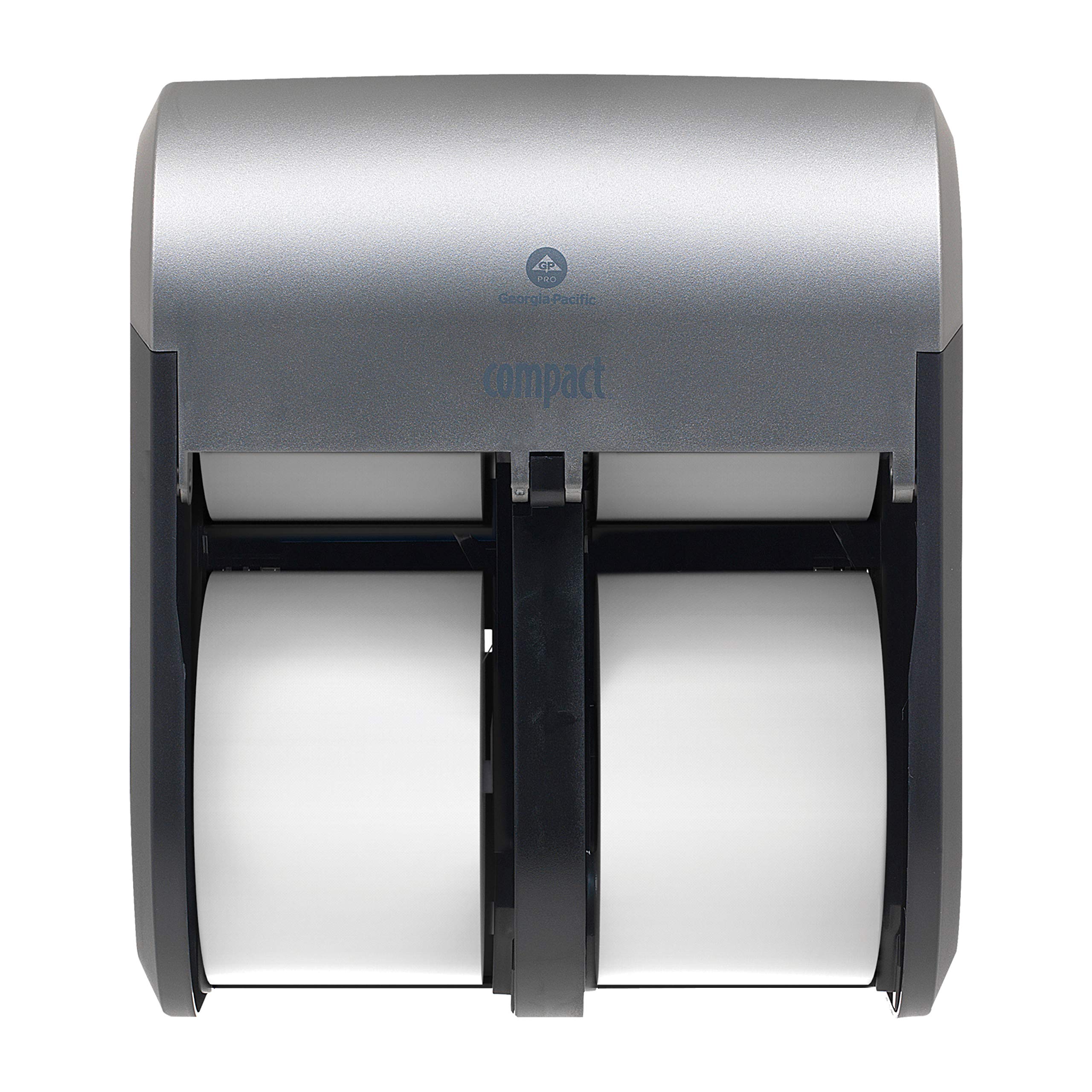 GP PRO 4-Roll Quad Coreless High-Capacity Toilet Paper Dispenser - Faux Stainless Steel (Model 56746A) - Space-Saving Bathroom Organizer for Offices, Restaurants & Commercial Use
