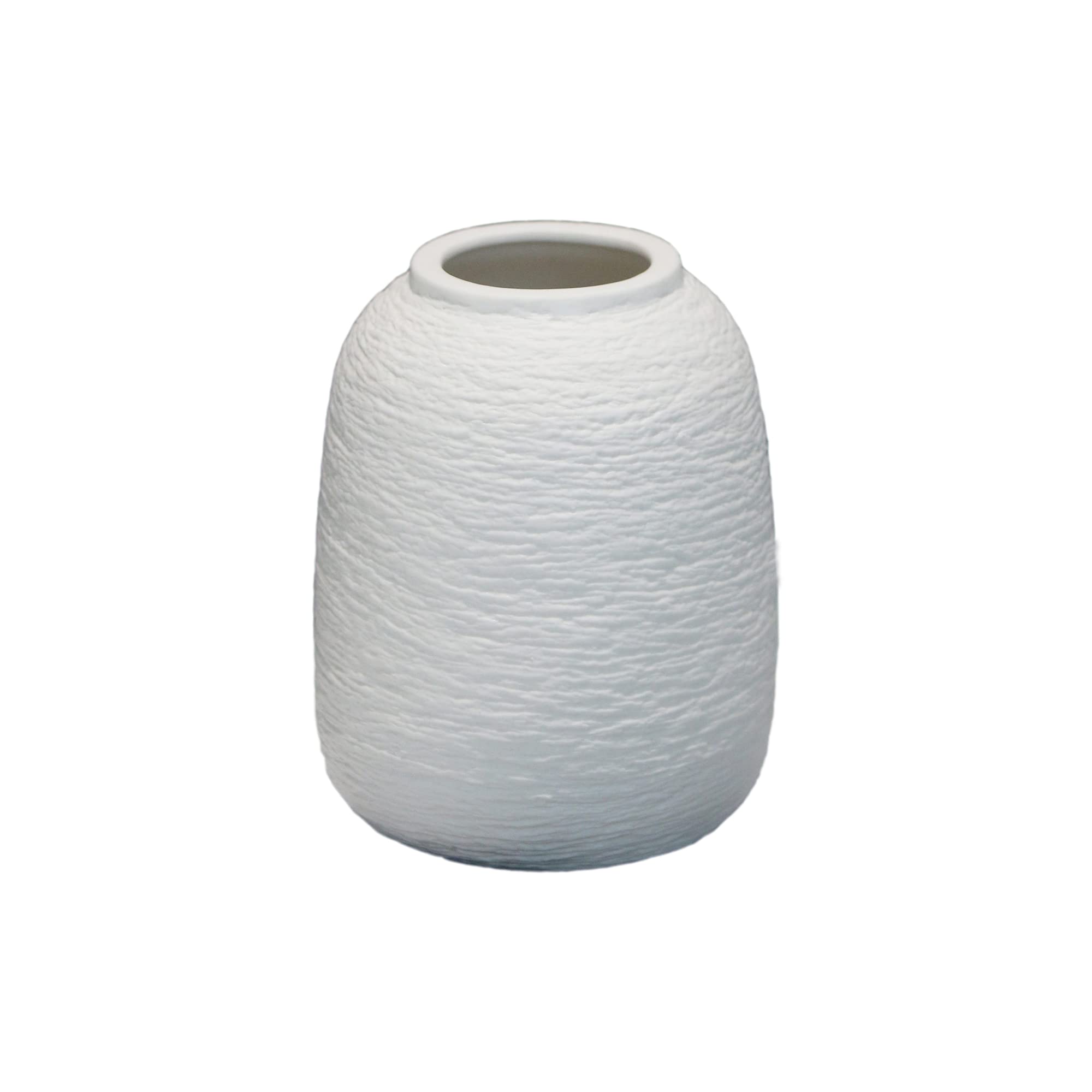 Minimalist White Ceramic Vase - 5.9 Inch Home Decor for Living Room, Bedroom & Office - Perfect for Christmas, Independence Day & Holiday Decorations (ZJ White)