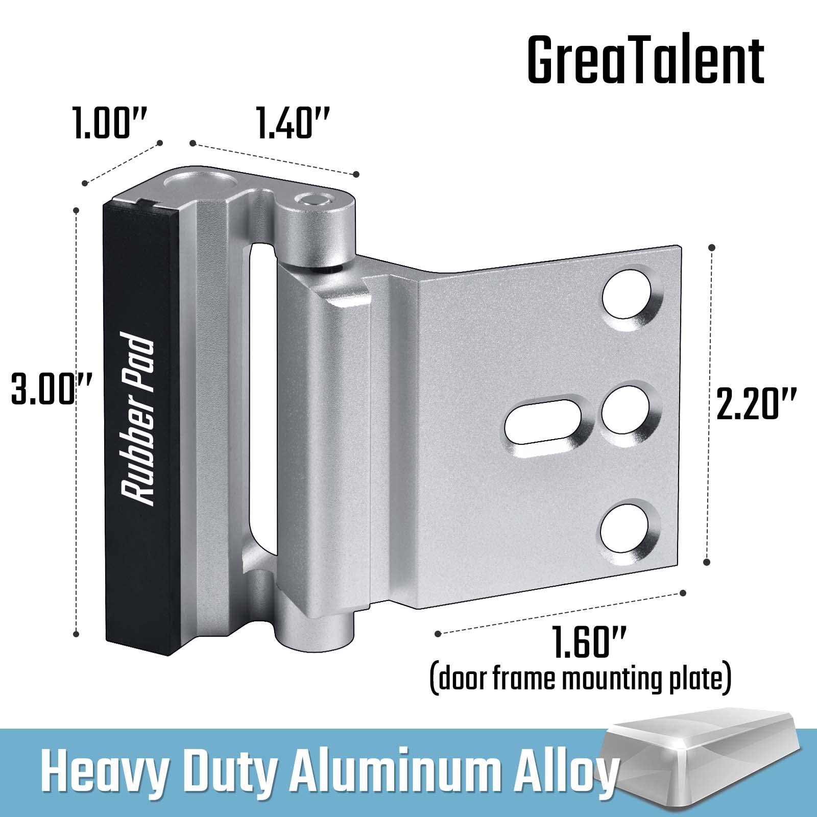 4-Pack Heavy Duty Aluminum Door Reinforcement Lock - Childproof Home Security for Enhanced Protection Against Break-Ins - Silver Frame Lock for Doors & Windows - Perfect for Apartments, Houses & Offices