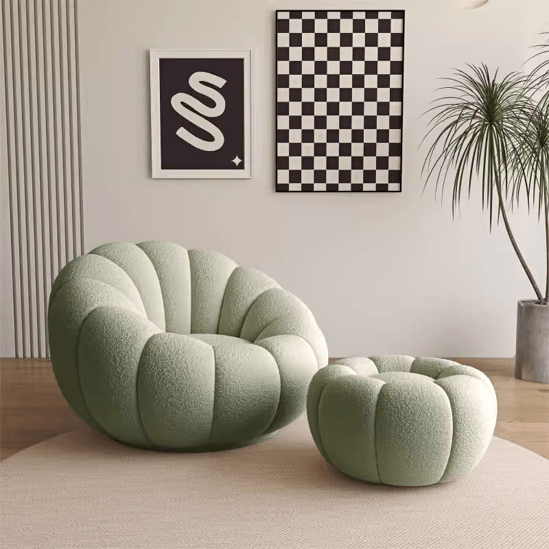 White Pink Red Yellow Green Orange Gray Pumpkin Swivel Accent Chair with Boucle and Sherpa Upholstery - Perfect for Living Room, Bedroom, or Office Decor