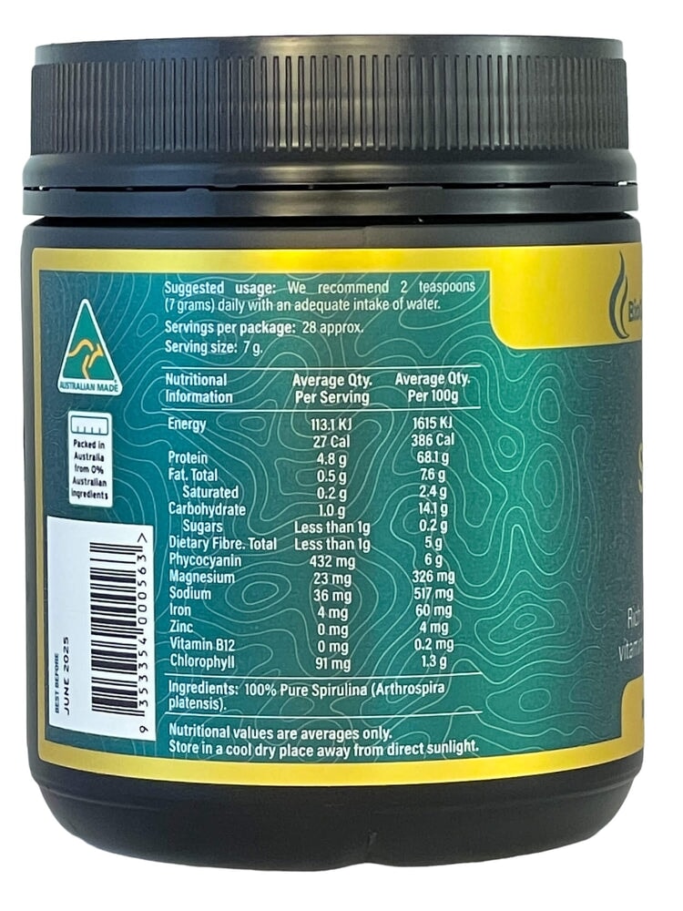 Organic Spirulina Powder 200g - Californian Desert Grown Superfood for Smoothies, Detox & Immune Support | Vegan Protein Supplement