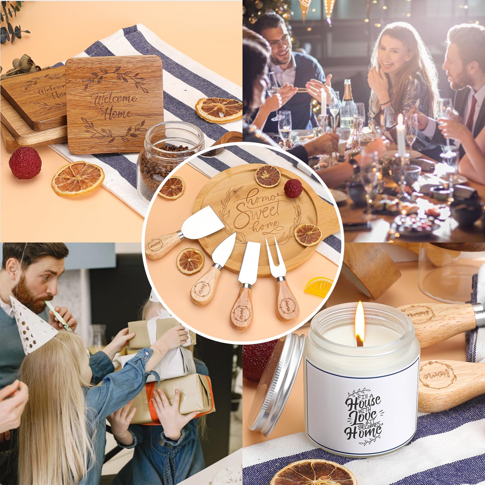 Housewarming Gift Basket Set for New Homeowners - Thoughtful Closing Gifts for Couples & Realtors - Includes 'Home Sweet Home' Coasters - Perfect for Housewarming Parties & New Home Celebrations