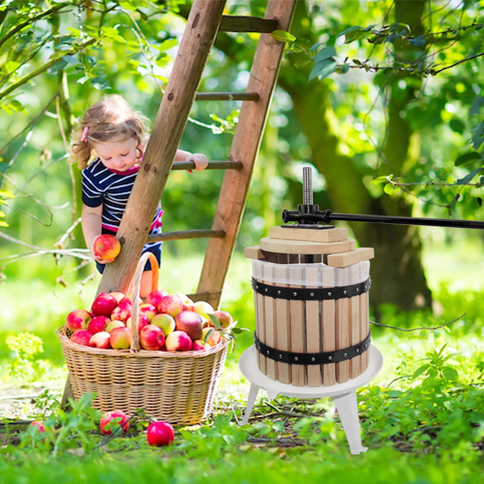 Premium 3.17 Gallon Apple Cider Press with Fruit Crusher & Stand - Heavy Duty Wine Making Kit for Fresh Juice, Hard Cider & Home Brewing - Perfect for Orchards, Homesteads & DIY Enthusiasts