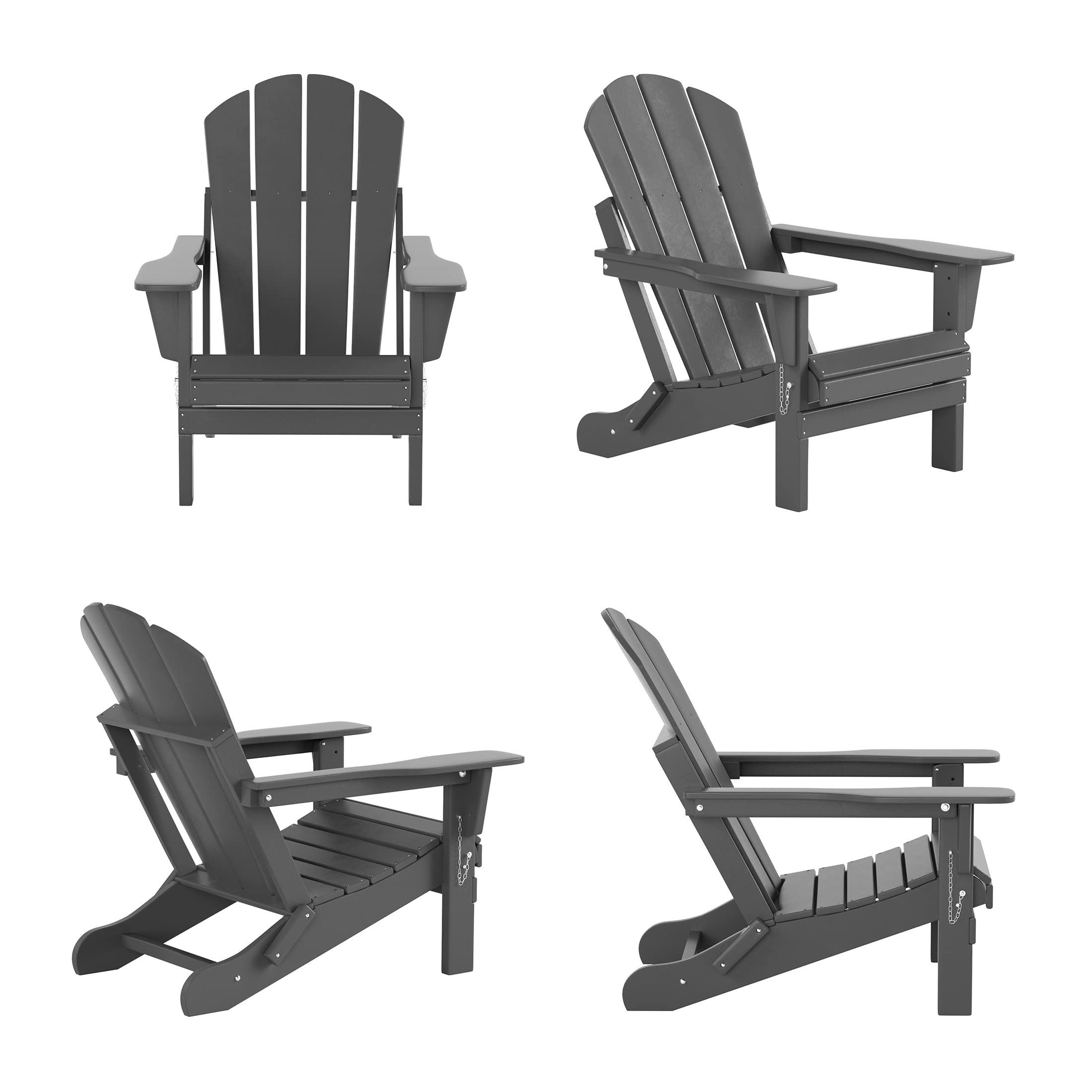 WestinTrends Malibu 2-Piece Outdoor Lounge Chair Set with Ottoman - All-Weather Poly Lumber Adirondack Patio Chairs for Pool, Garden, Backyard & Beach (Gray) - Perfect for Relaxing, Sunbathing and Outdoor Entertaining