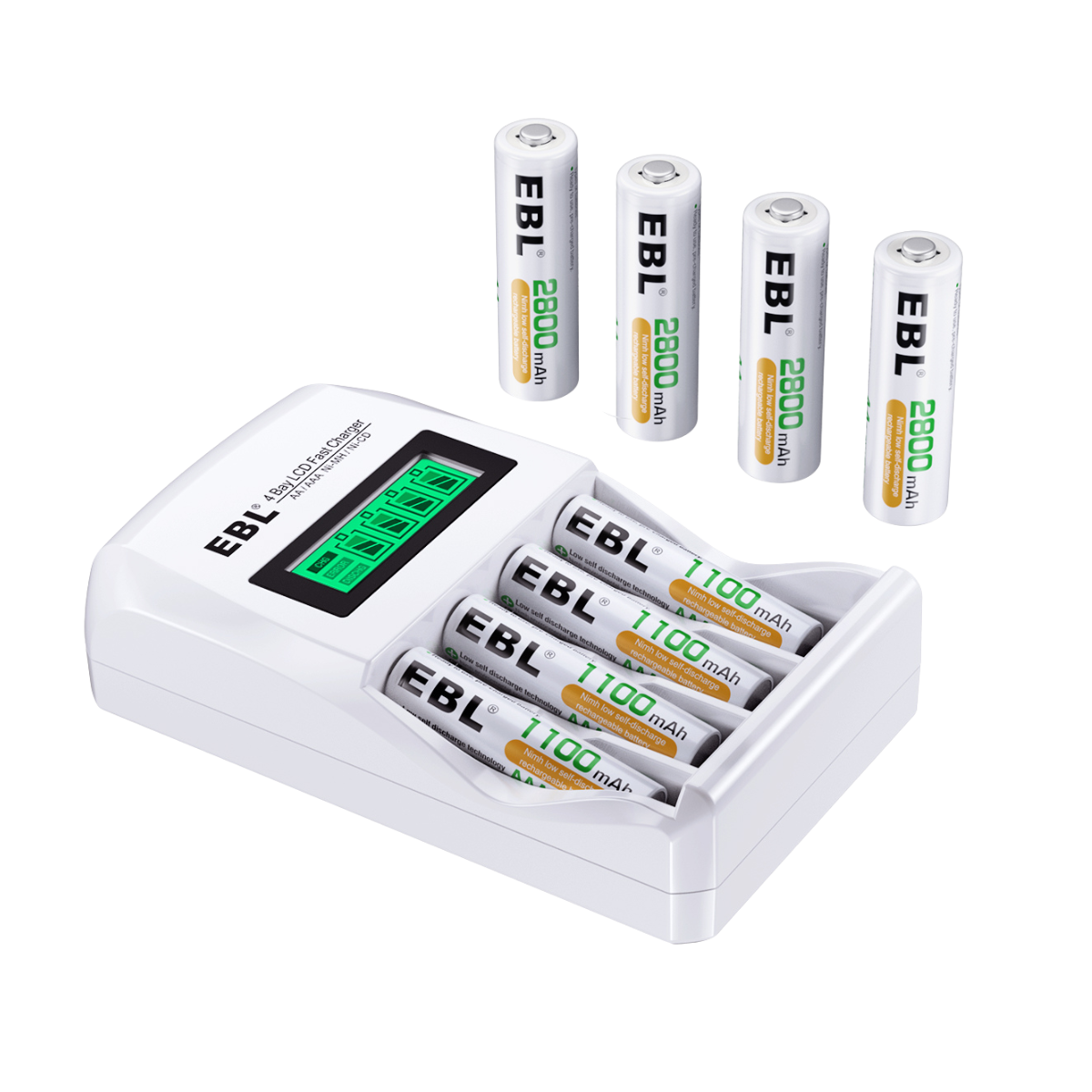 EBL Rechargeable AA AAA Batteries with 907 Fast Charger - 8-Pack High Capacity Ni-MH Batteries for Cameras, Toys, Flashlights & More - Perfect for Home, Office and Travel Use
