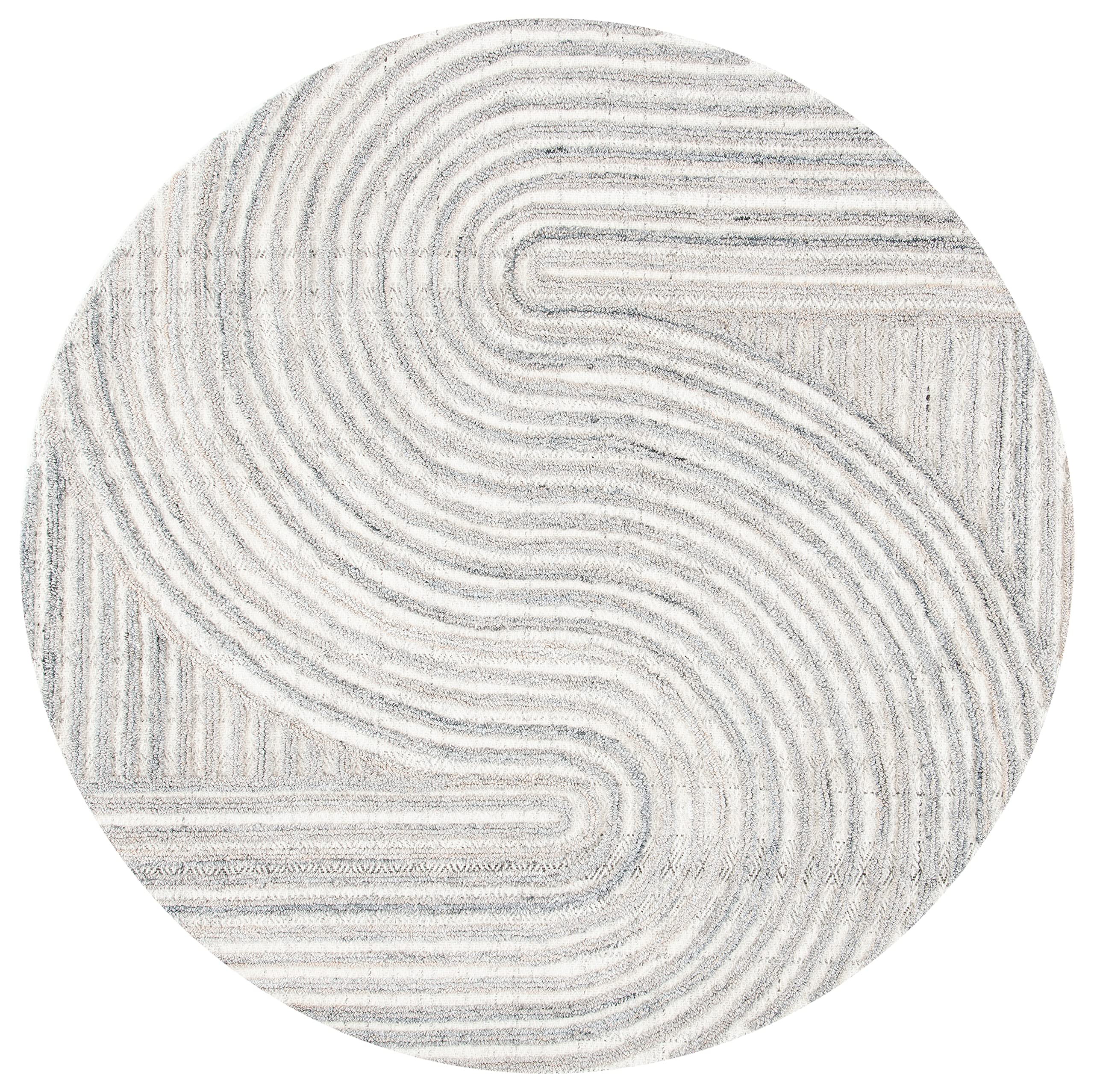 SAFAVIEH South Hampton Collection 6' Round Beige SHA301B Handmade Abstract Wool Area Rug - Soft & Durable for Living Room, Bedroom, or Office Decor
