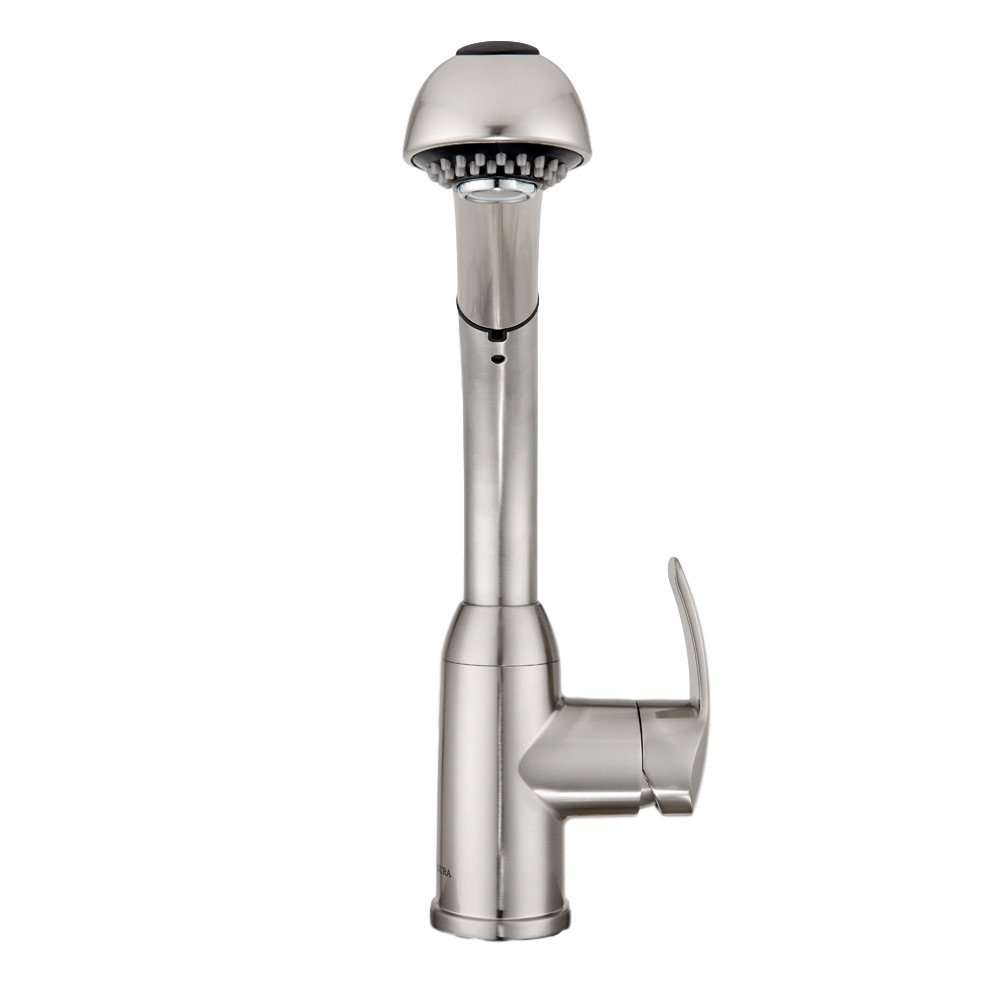 Dura Faucet DF-NMK861-SN RV High-Rise Pull-Out Kitchen Faucet in Brushed Satin Nickel - Perfect for RV, Camper, Tiny Homes & Small Kitchen Spaces