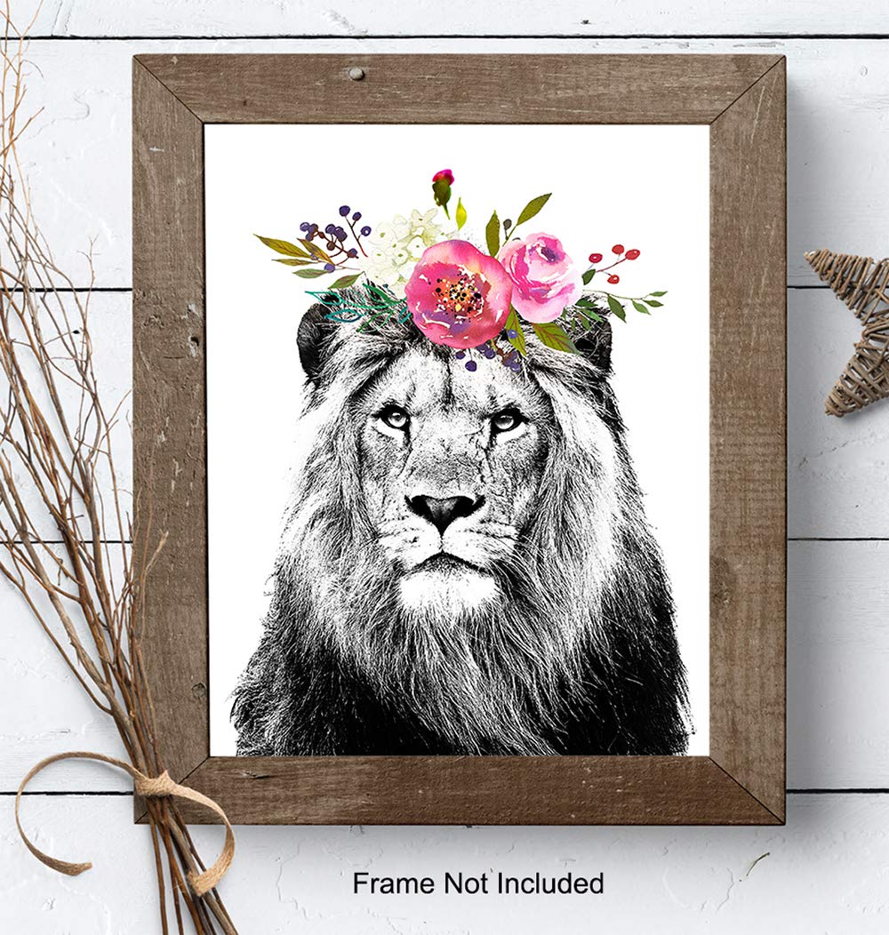 Lion Wall Art Poster - Jungle Animal Decor for Bedroom, Nursery & Living Room - Perfect Gift for Women & Kids