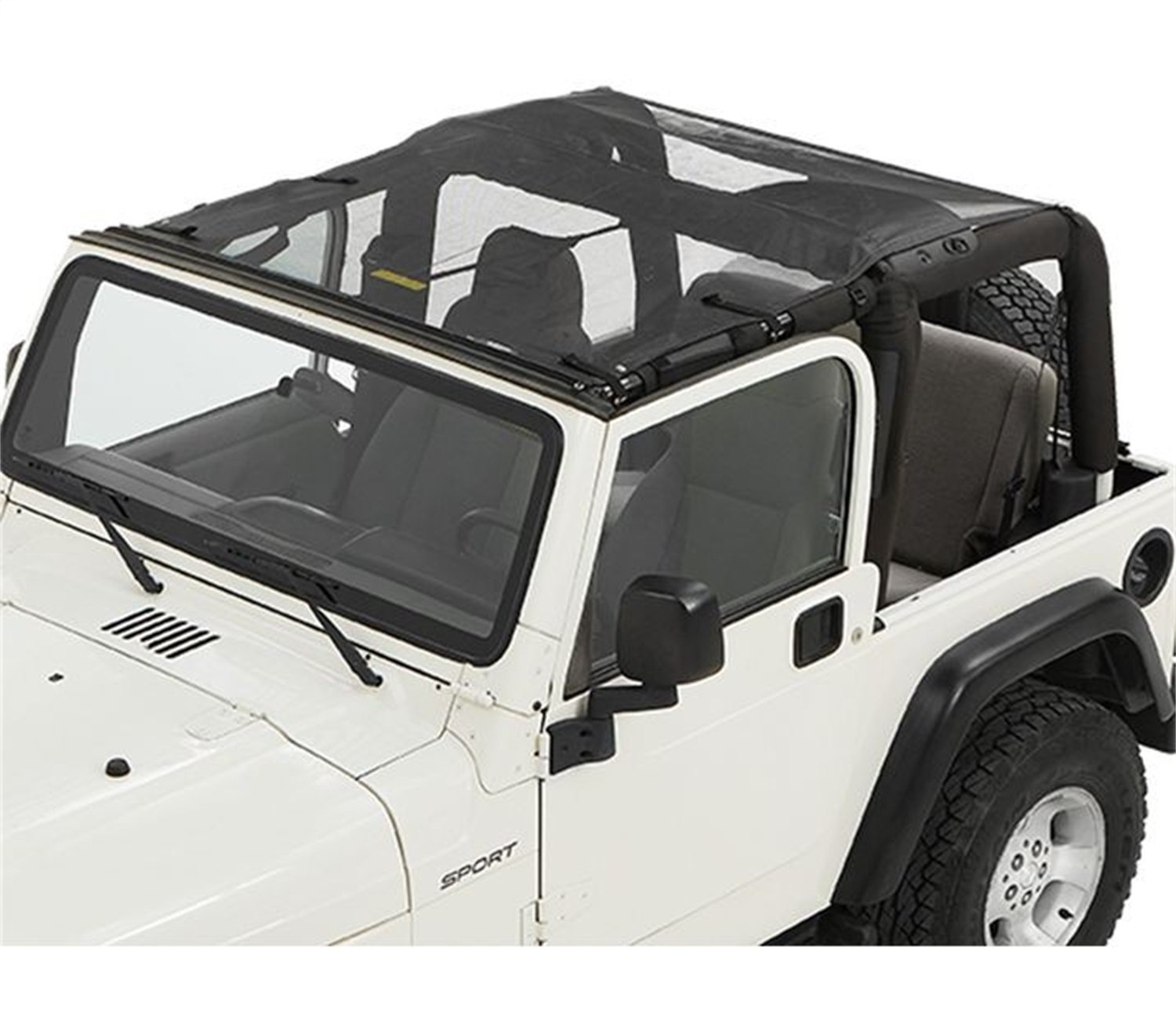 Bestop 5240411 Mesh Sun Bikini Top for 1997-2006 Jeep Wrangler 4DR - Safari Style | UV Protection & Breathable Fabric | Perfect for Off-Roading & Summer Adventures