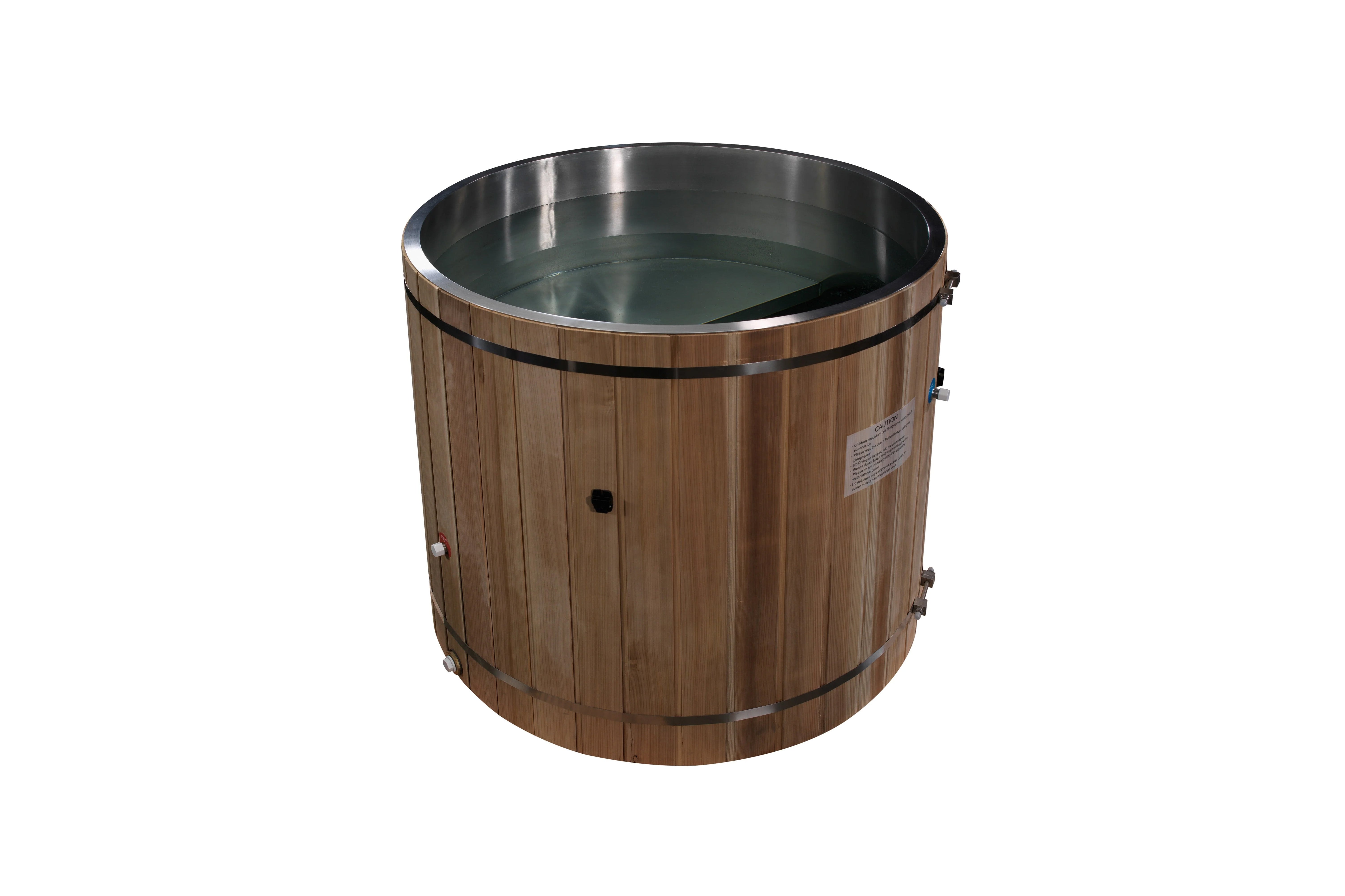 Premium Cold Therapy Pacific Cedar Barrel with Marine Grade 316 Stainless Steel Interior - Perfect for Post-Workout Recovery, Spa Relaxation & Hydrotherapy at Home