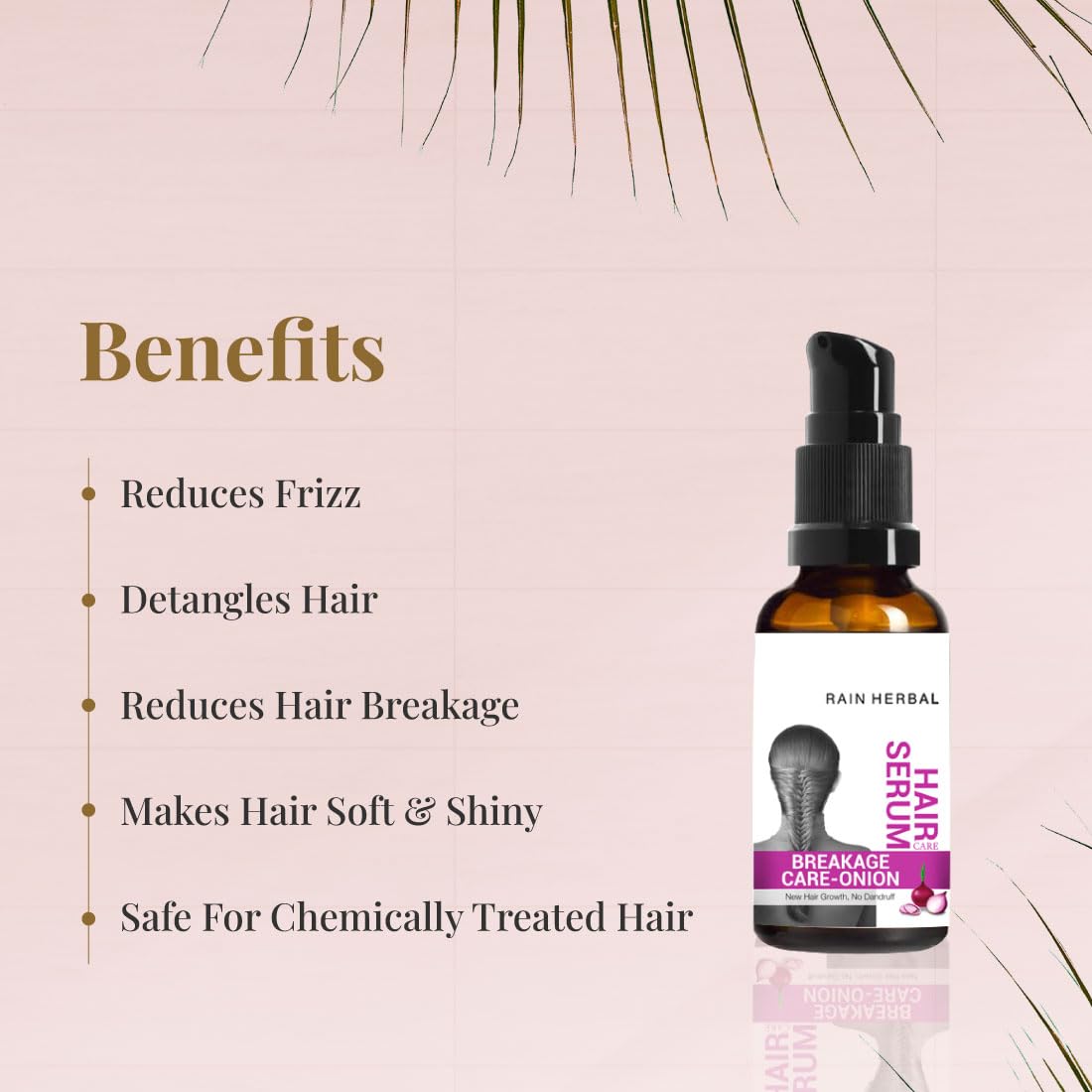 Rain Herbal Breakage Care Onion Hair Serum for Hair Growth & Dandruff Prevention | 30ml | Strengthens Hair & Promotes Scalp Health | Perfect for Daily Hair Care Routine & Damaged Hair Repair