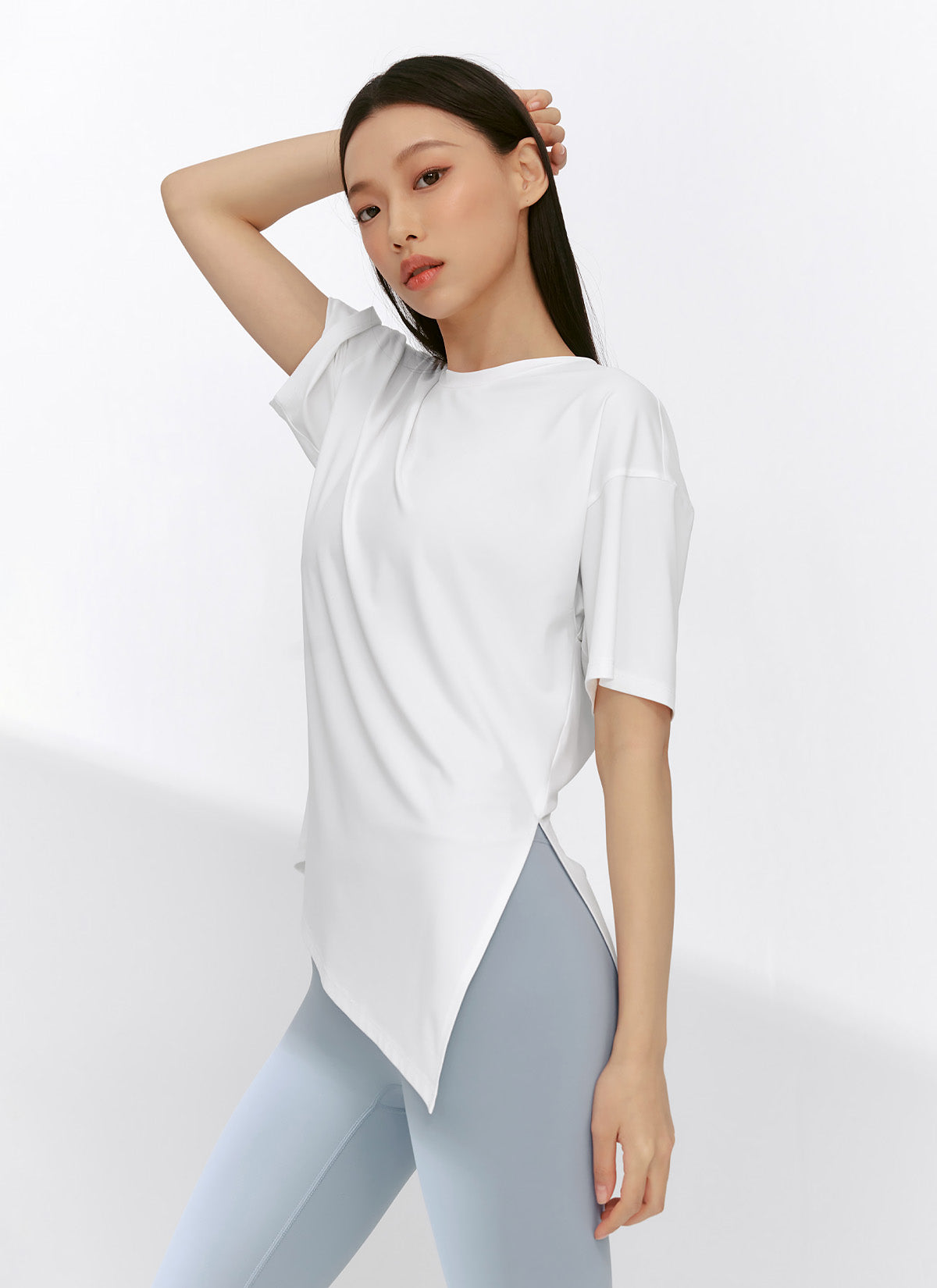 Ice Feather Light 2.0 Unbalanced Loose Fit Short Sleeve T-Shirt for Women - Trendy Oversized Casual Top for Streetwear, Summer Outfits & Layering