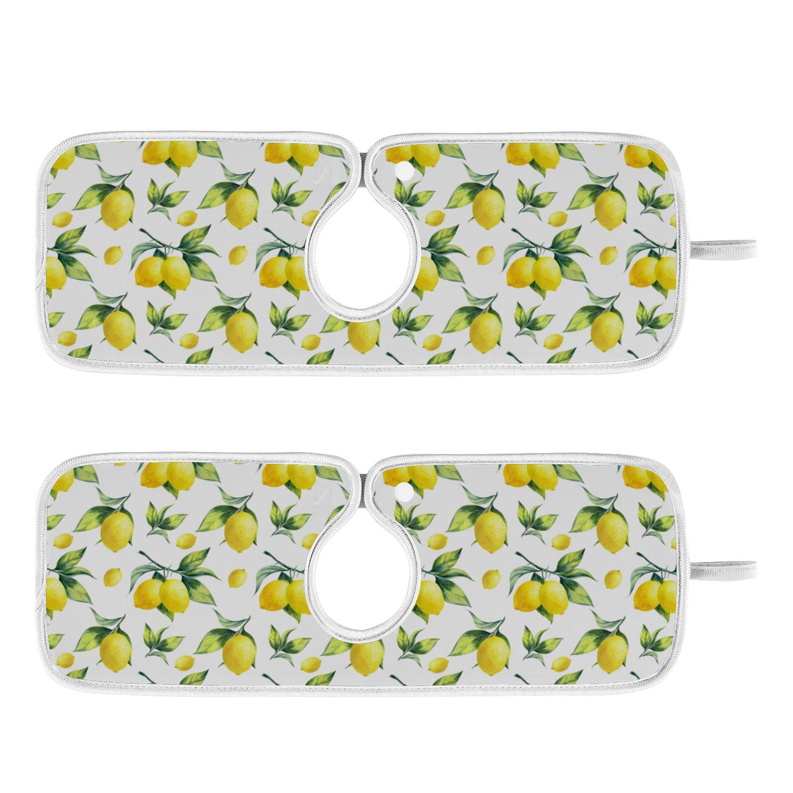 Summer Lemon Splash Guard Drip Catcher - 2 Pack Washable Kitchen Sink Faucet Mats, Cute Tropical Fruit Design Absorbent Dish Drying Pads for Bathroom, Farmhouse & Bar | Perfect for Kitchen Counter Protection & Decoration