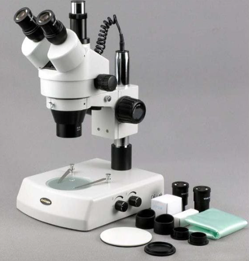 Amscope SM 2TX 3.5X-45X Trinocular Stereo Zoom Microscope with Dual Halogen Lights | Professional Lab & Jewelry Inspection | Ideal for Research, Education & Hobbyists