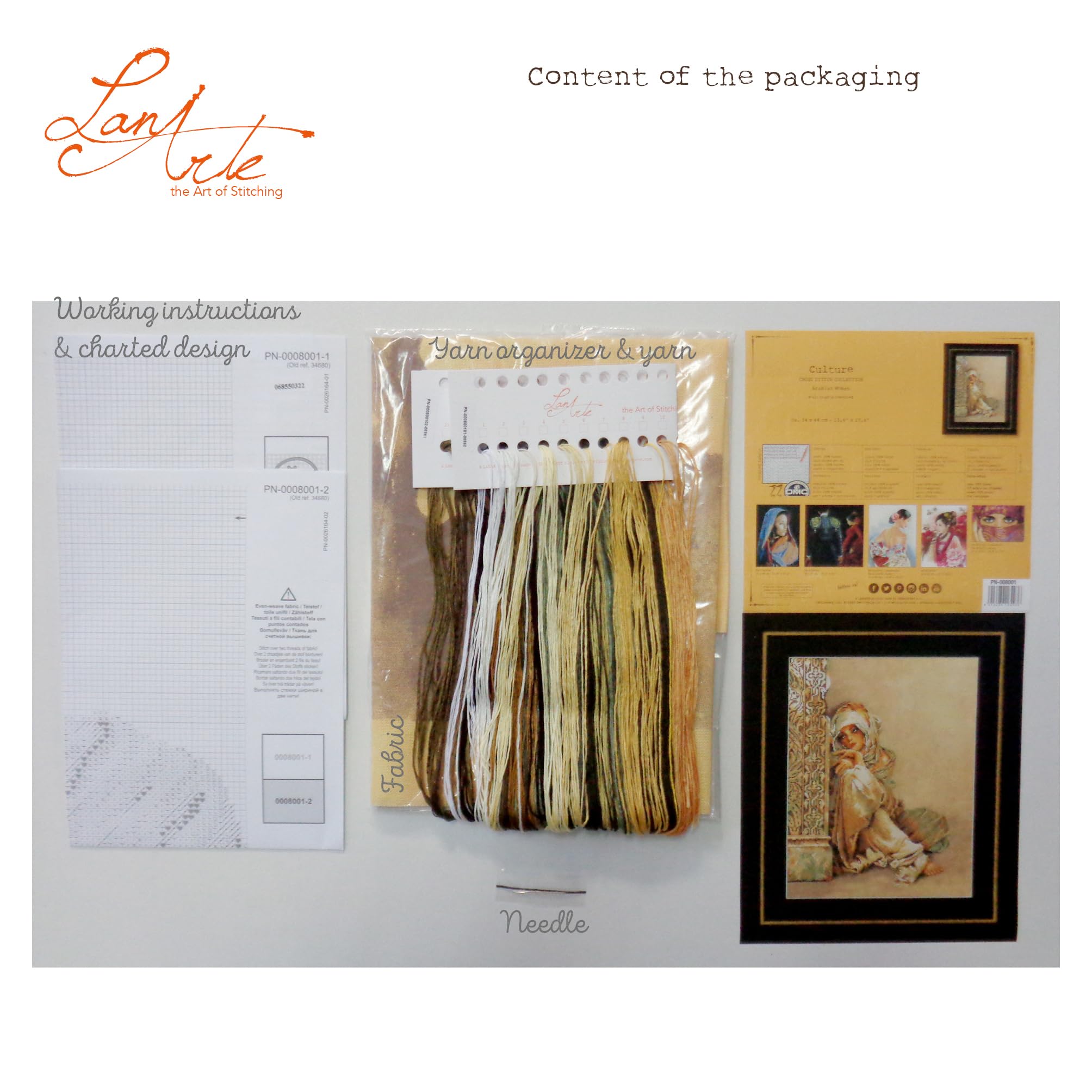 Lanarte Counted Cross Stitch Kit - Arabian Woman Embroidery Set for Beginners & Experts | Perfect for Home Decor, Wall Art & DIY Craft Projects