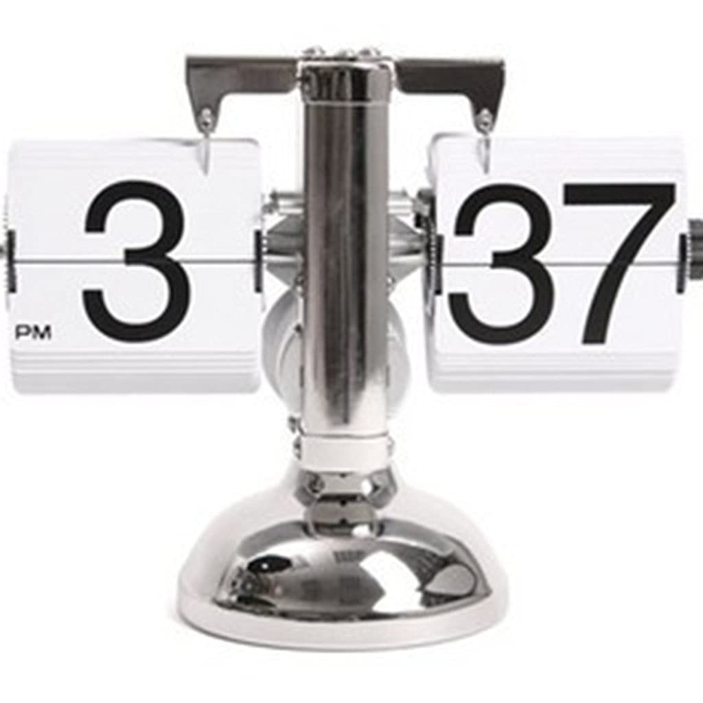 Vintage Flip Desk Clock - Retro Digital Mechanical Automatic Page Turning Clock for Office, Business & Hotel Decor - Battery Powered (21x8x6.69 Inches, White) - Perfect for Home Office, Bedroom Nightstand & Gift Giving