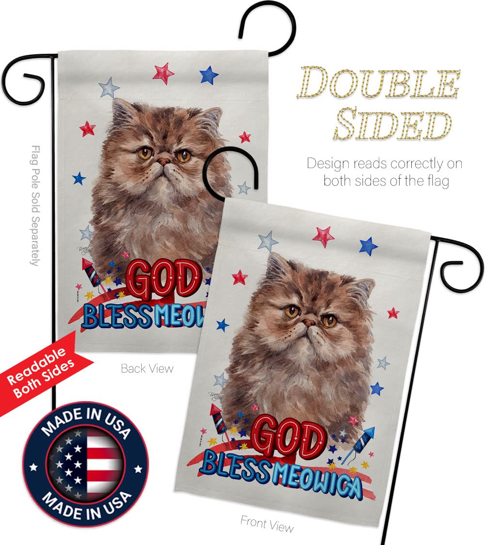 Patriotic Persian Cat Garden Flag Set - Double-Sided Pet Decor for Yard